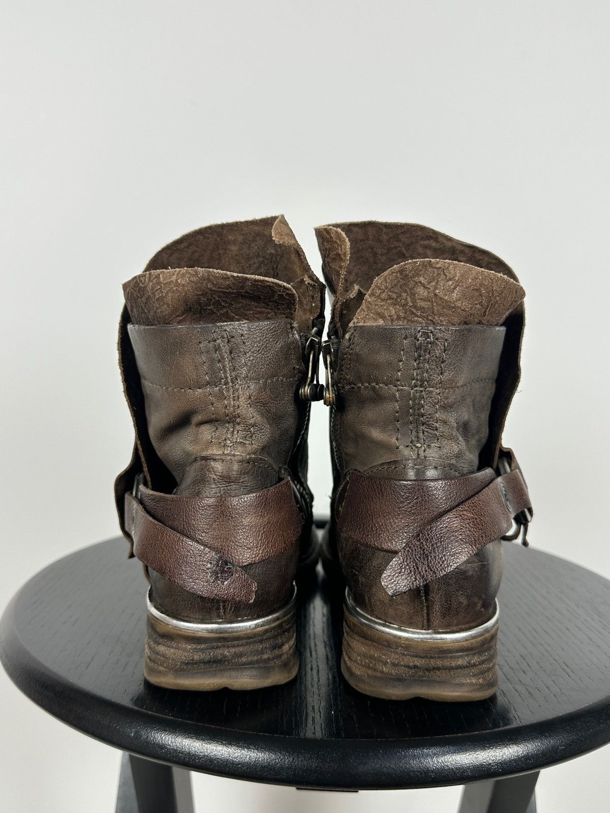 A.S.98 A.S.98. Airstep Brown Leather Buckle Biker Ankle Boots Size US 6 / IT 36 - 12 Thumbnail