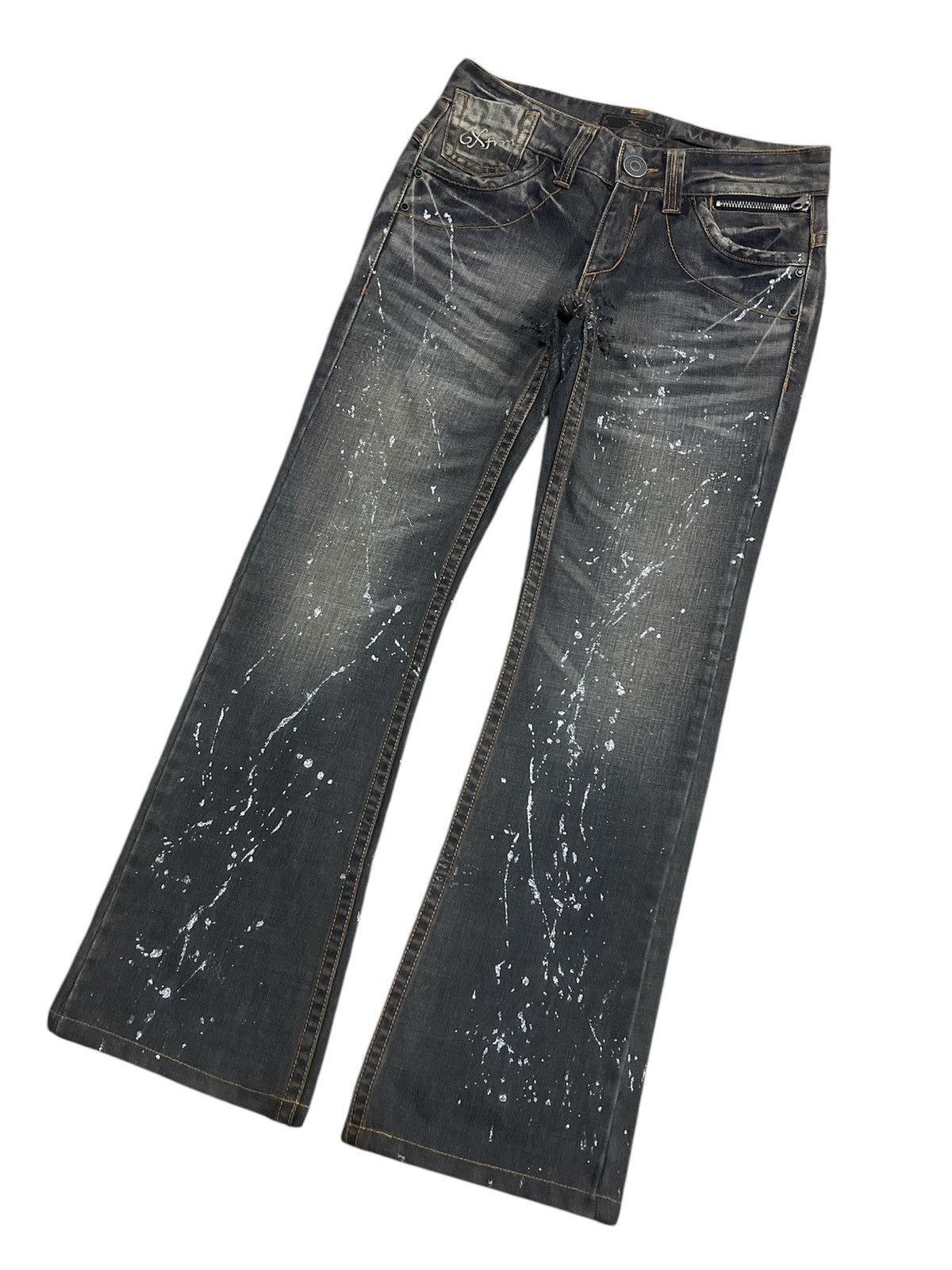 Japanese Brand THRASHED🔥FLARED XFRM FLUTTER DISTRESSED DENIM PANT Size US 29 - 4 Thumbnail