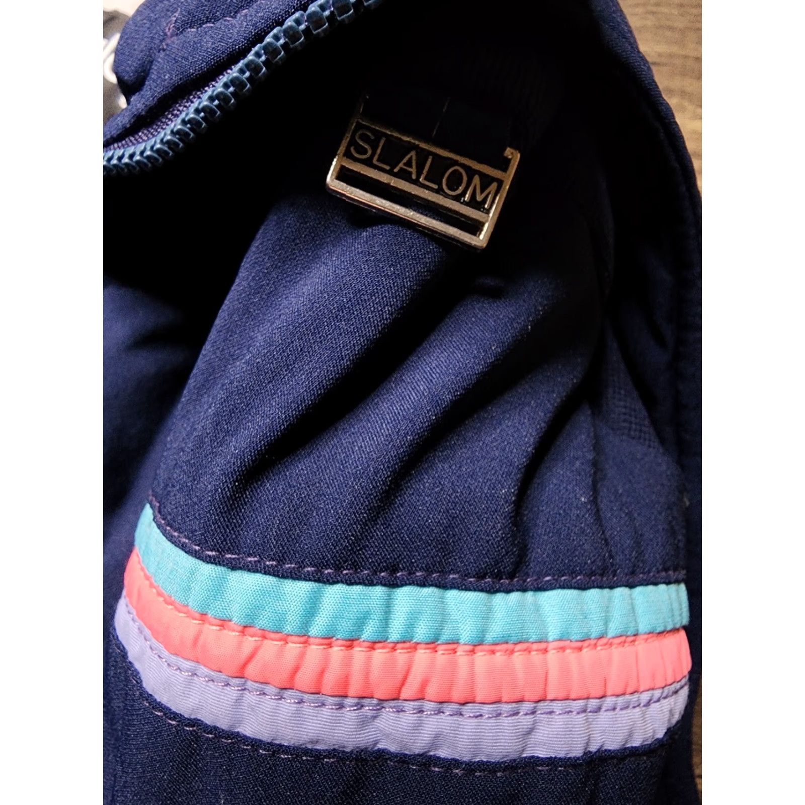 Rainbow VINTAGE Slalom 80s Goose Down Ski Jacket Size 12 Blue Rainbow Stripe Teens Size XL / US 12-14 / IT 48-50 - 2 Thumbnail