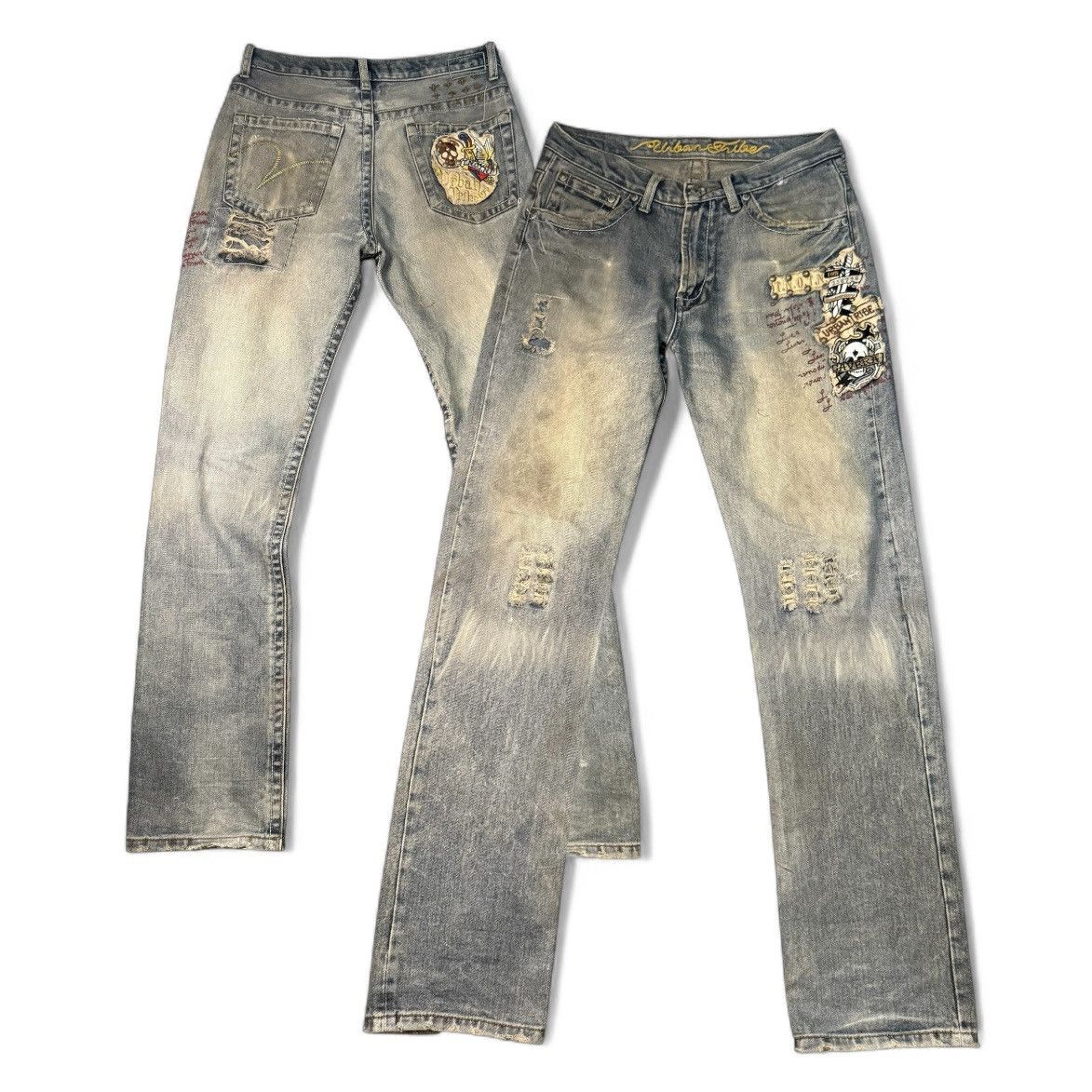 Affliction 🔥 Archival Urban Tribe Distressed Thrashed Punk Jeans Size US 30 / EU 46 - 1 Thumbnail