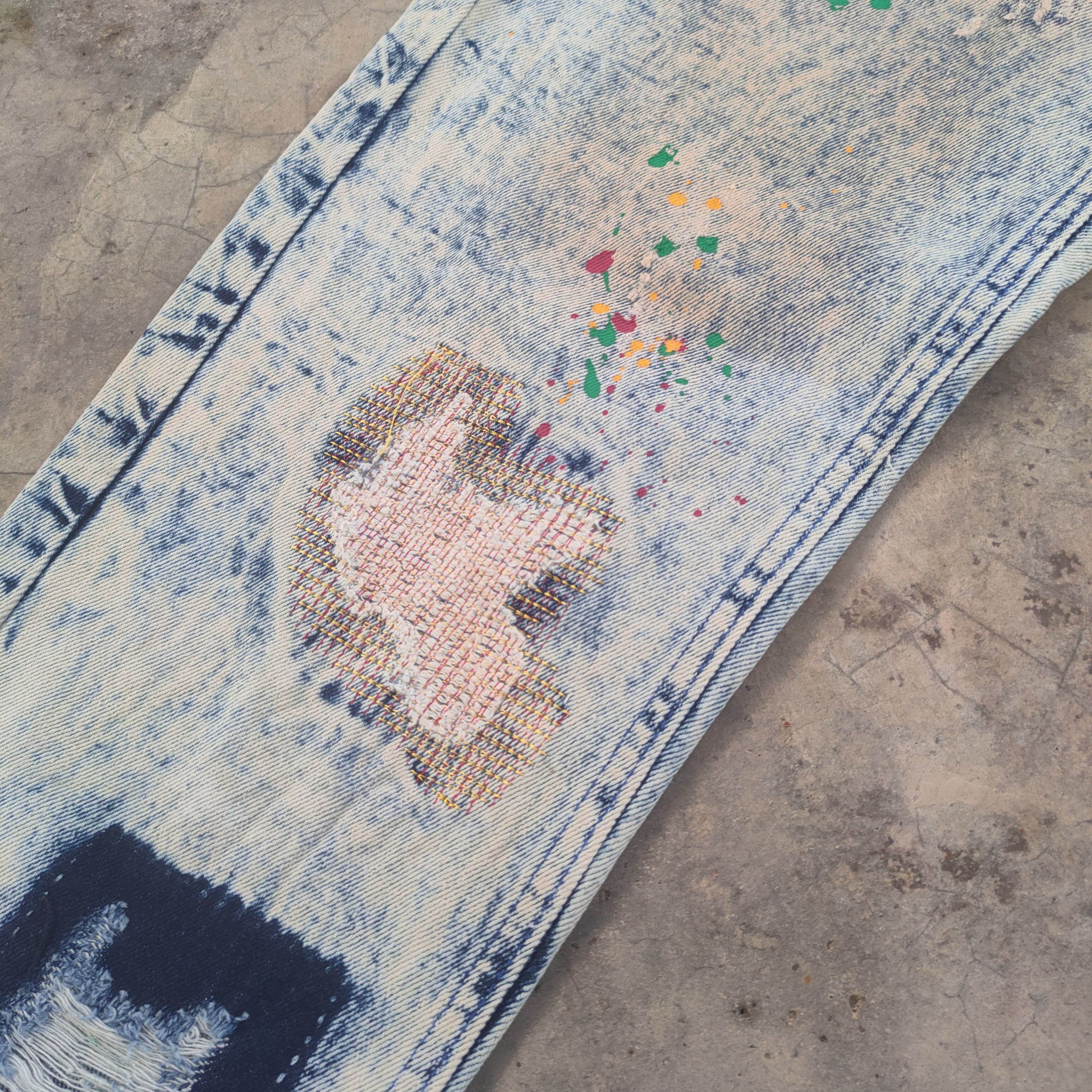 Fashion Victim VTG FASHION PAINT PATCHWORK MUD WASH DENIM JEANS DENIM Size US 36 / EU 52 - 16 Thumbnail