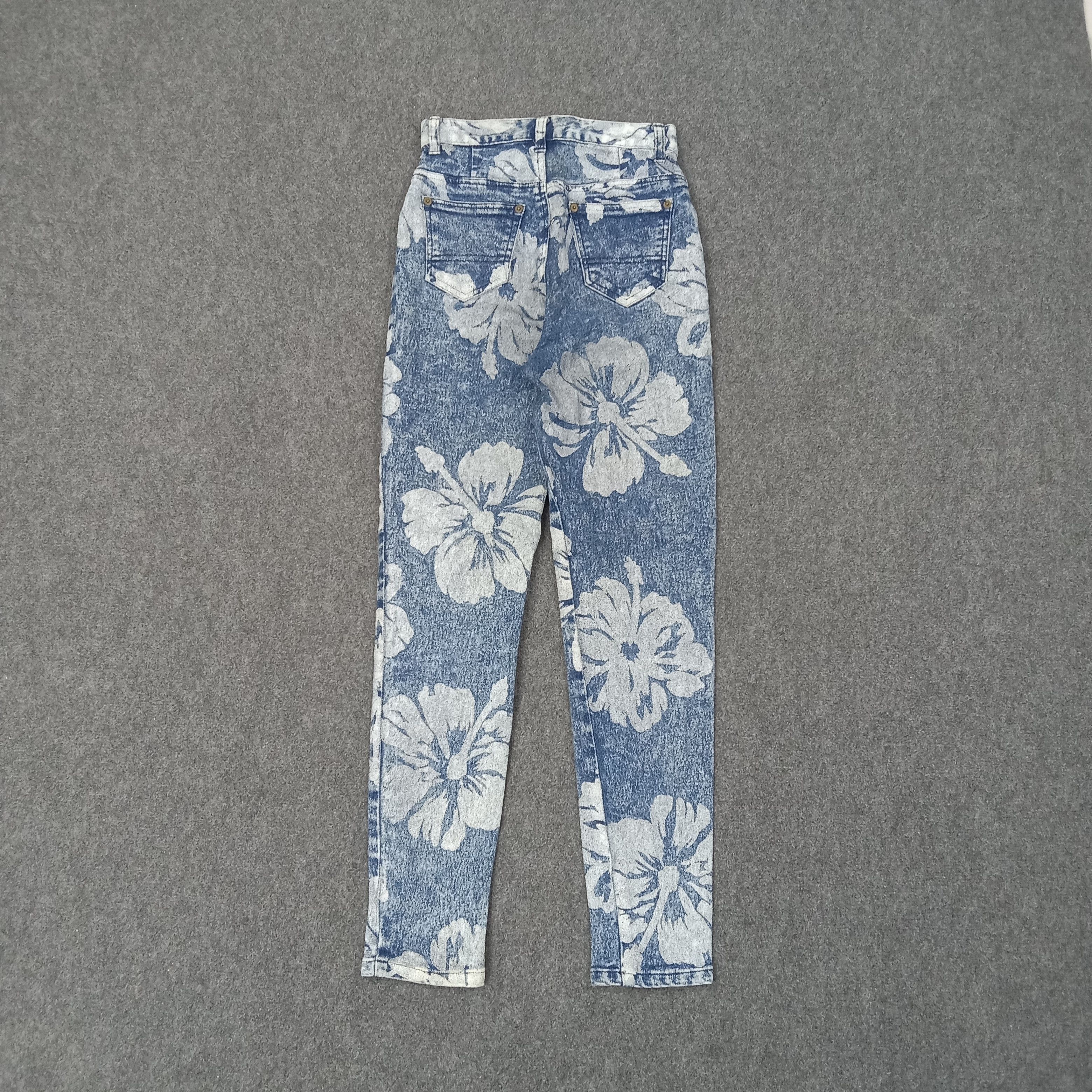 Japanese Brand Ryu Sports Japanese Flower Full Print Jeans C258N26 Size 23" - 6 Thumbnail