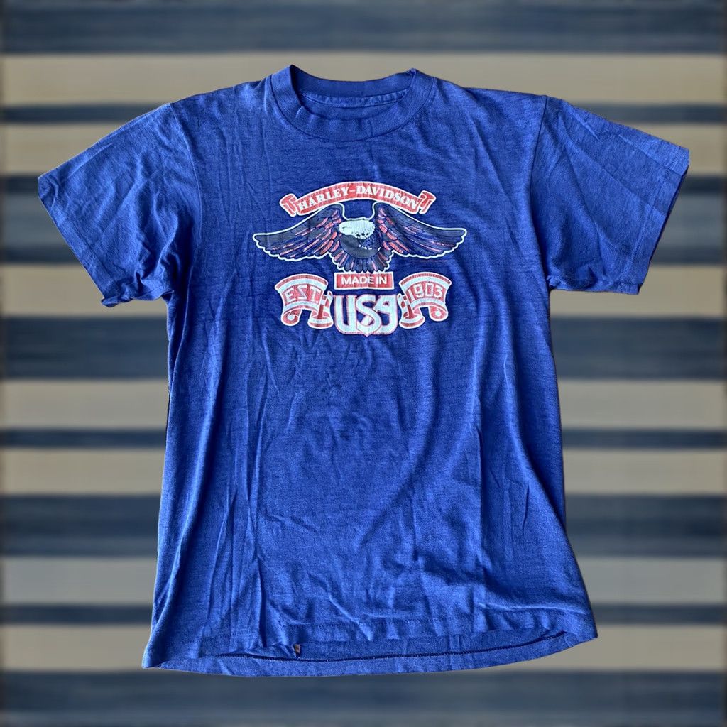 Harley Davidson VINTAGE Harley-Davidson 1982 Made In The USA T-Shirt M Black USA Eagle Short Sleeve Crew Neck Mens 80s Biker Logo Print Size US M / EU 48-50 / 2 - 1 Thumbnail