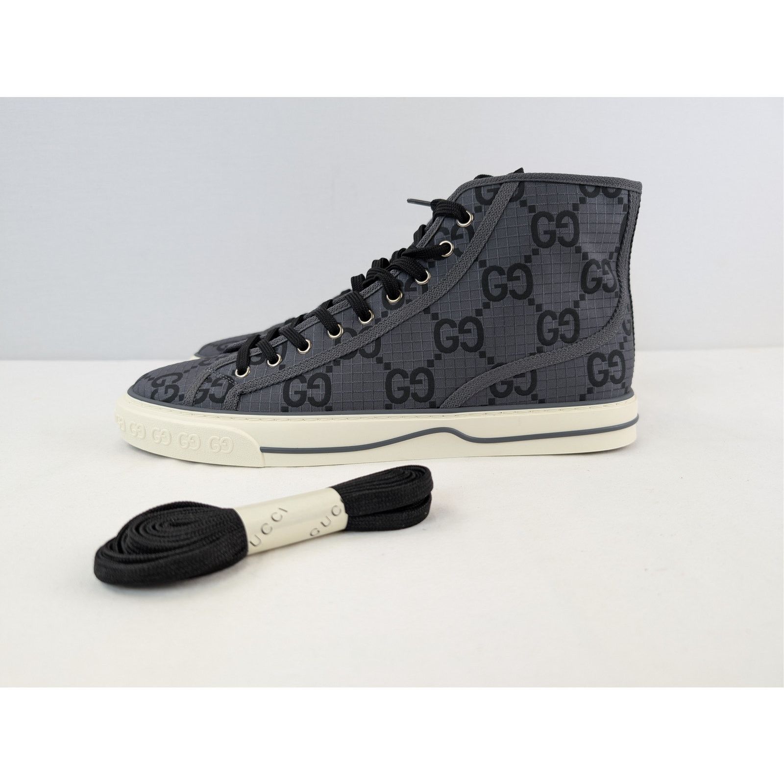 Gucci o1rshd1 GG monogram Tennis 1977 High-Top sneakers in grey Size US 12.5 / EU 45-46 - 10 Thumbnail