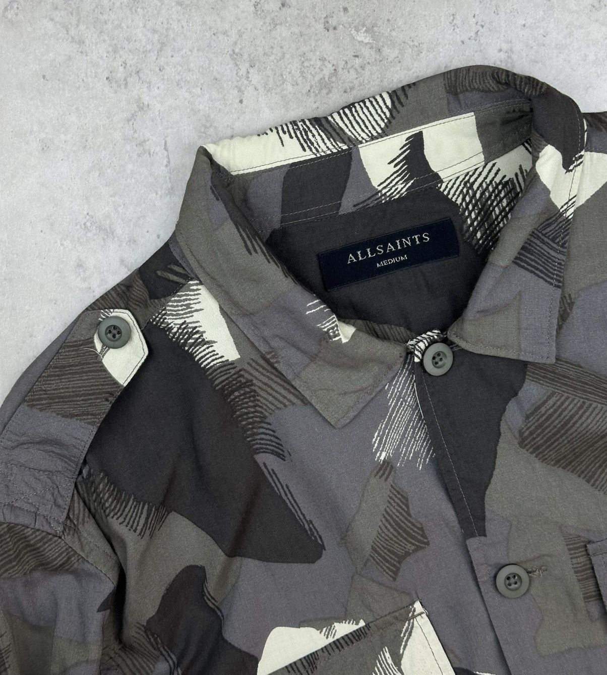 Allsaints AllSaints Fatigues Long Sleeve Shirt Camo Camouflage Viscose Size US M / EU 48-50 / 2 - 7 Thumbnail