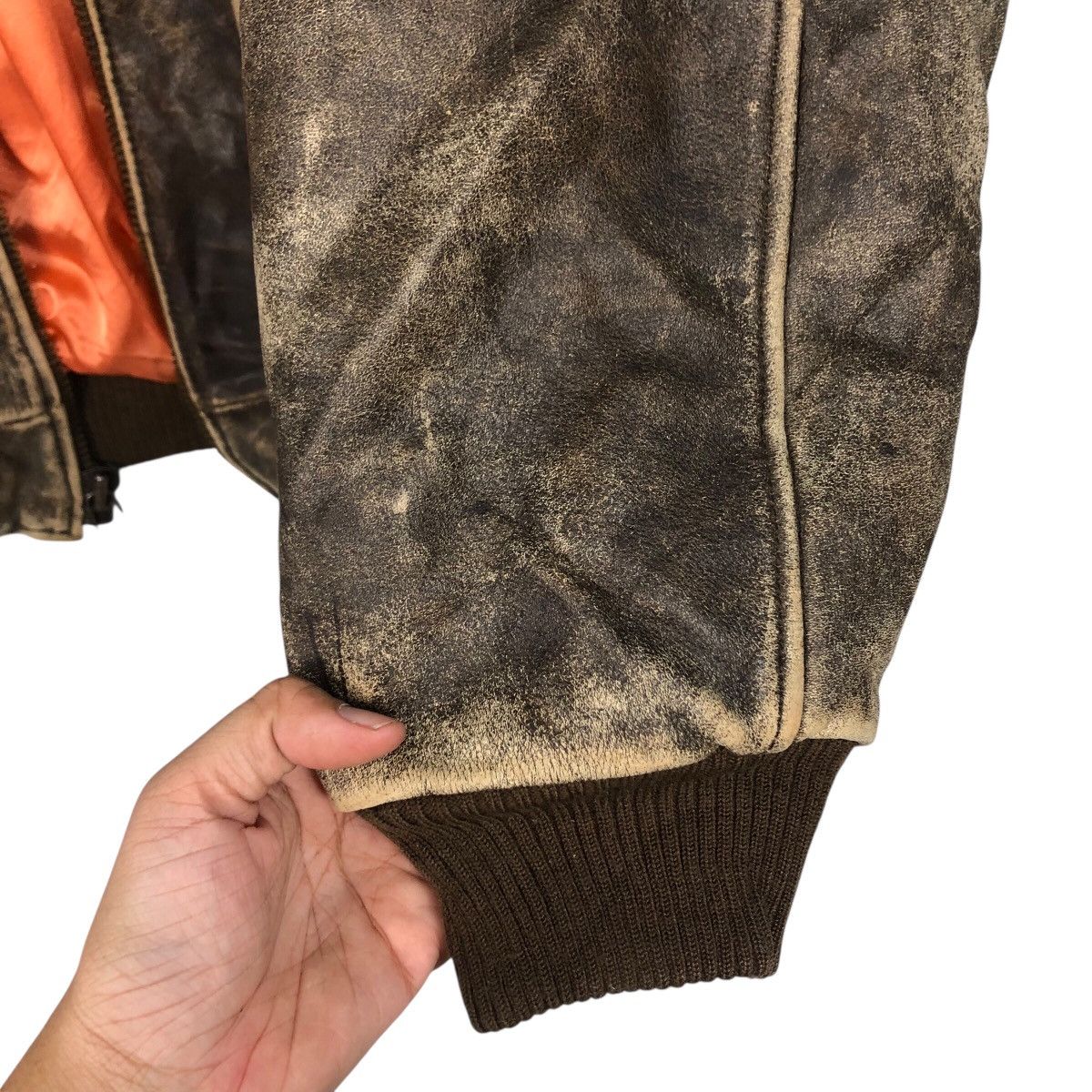Japanese Brand 📌Vintage Flight Jumper Leather Jacket Naf Naf Big Logo Size US L / EU 52-54 / 3 - 16 Thumbnail