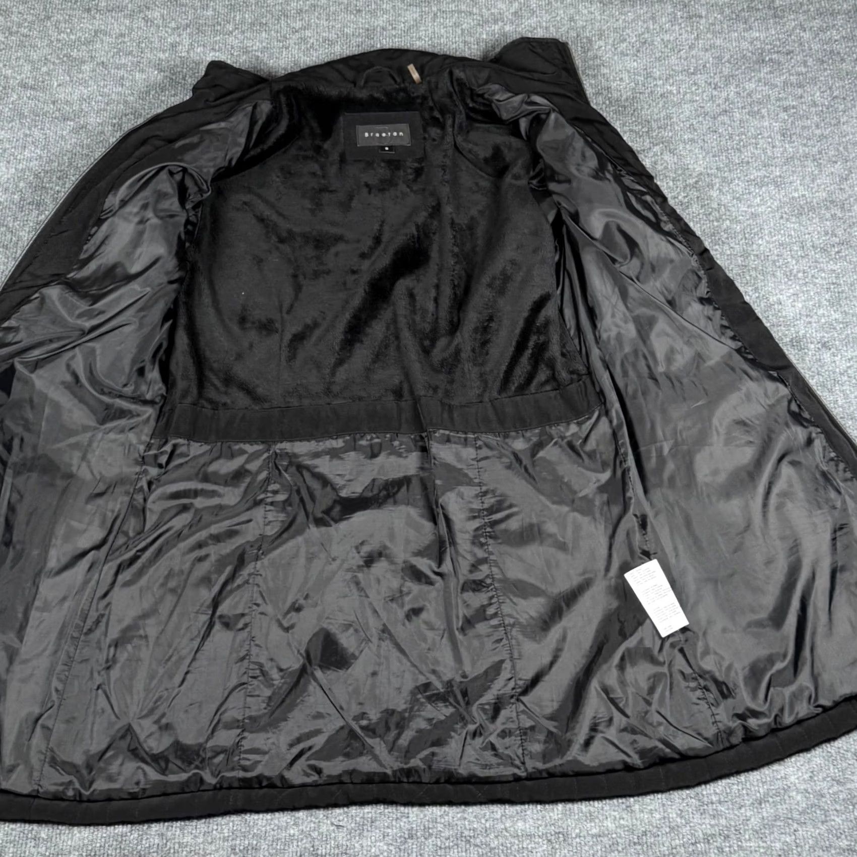 Vintage Braetan Quilted Jacket Coat Womens S Black Full Zip Hooded Minimalist Outerwear Winter Fall Smart Workwear Size S / US 4 / IT 40 - 2 Thumbnail