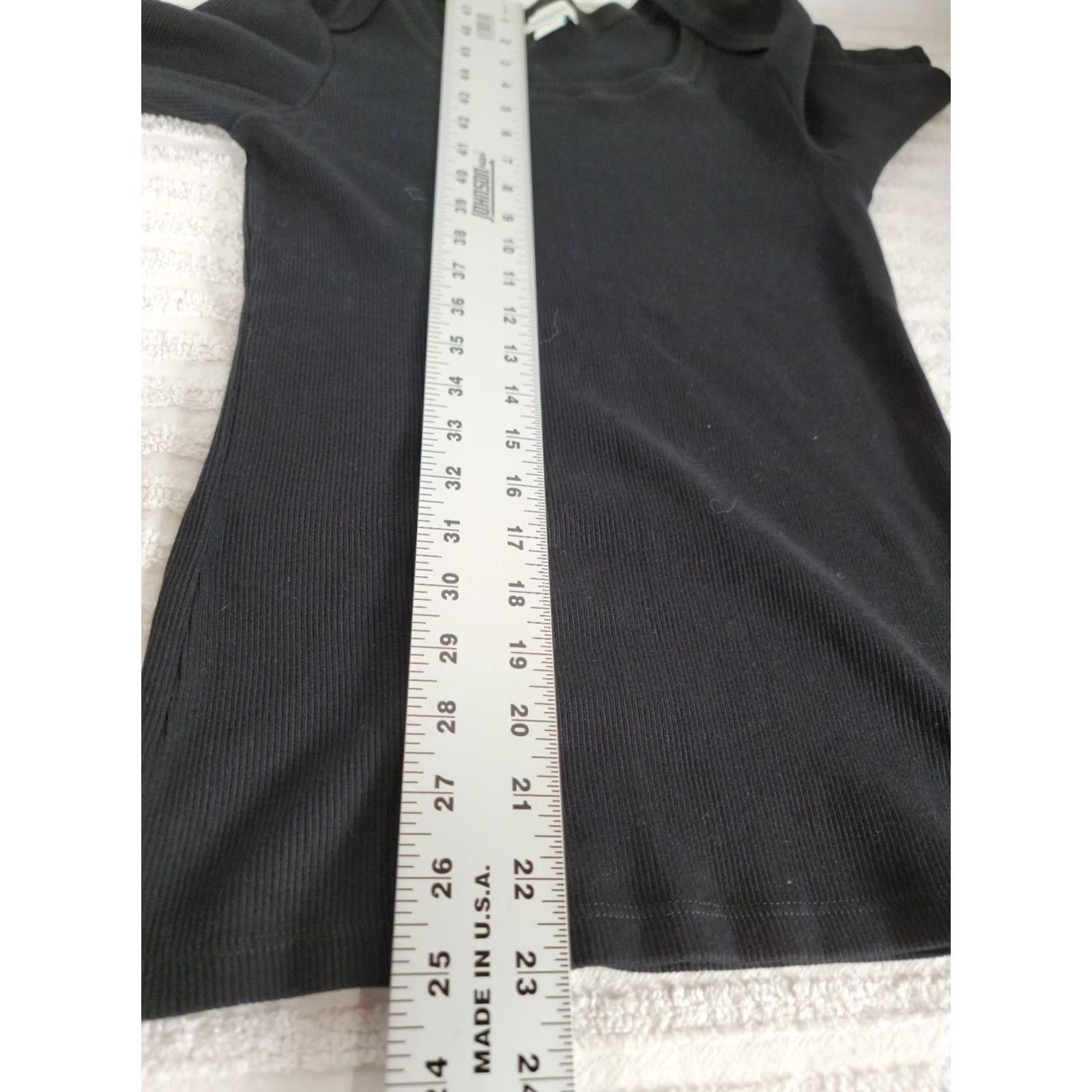 Vintage Sundance Womens Small Black Short Sleeve Ribbed Knit T-Shirt Top Cotton Casual Size S / US 4 / IT 40 - 7 Thumbnail