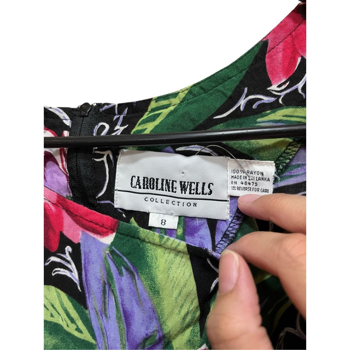Other Vintage Caroline Wells 90s Flower Print Midi Dress Size 8 Size M / US 6-8 / IT 42-44 - 5 Thumbnail