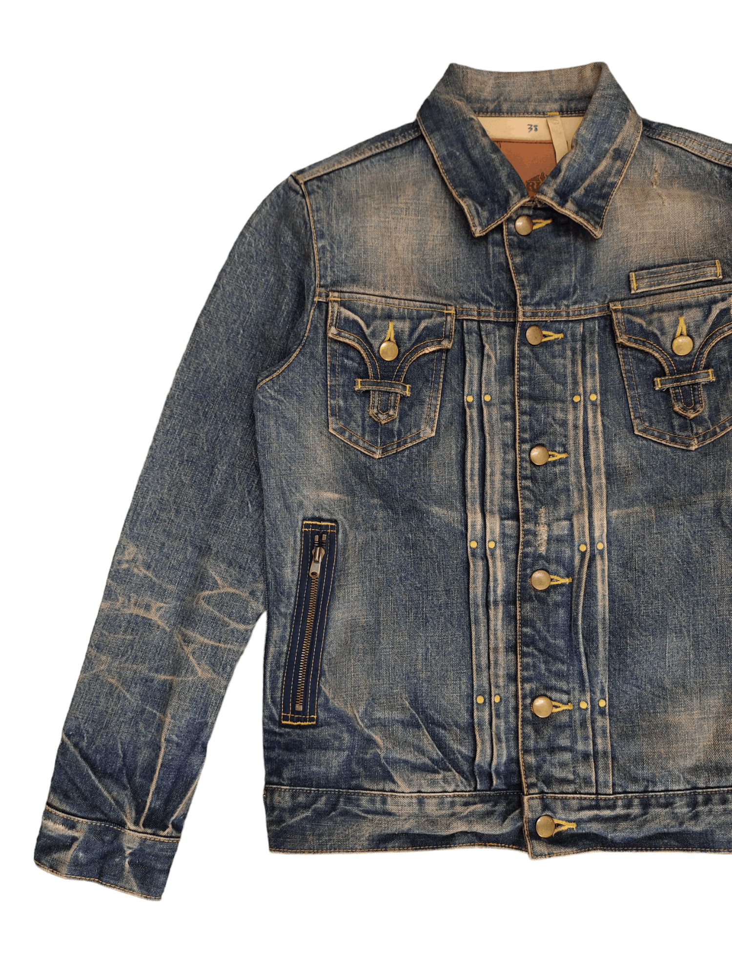 If Six Was Nine Rico Japan Double Pocket Distress Faded Denim Jacket Size US M / EU 48-50 / 2 - 6 Thumbnail