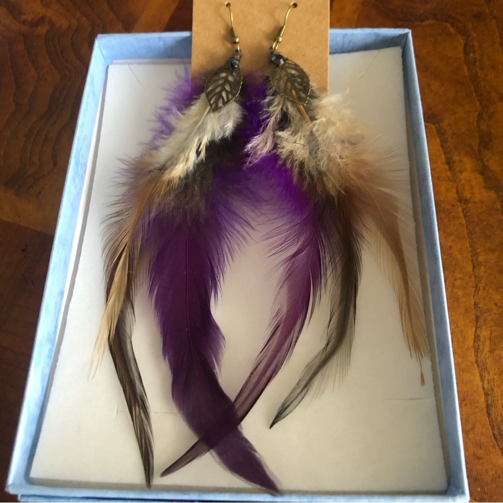 Handmade Handcrafted genuine rooster feather western cowgirl earrings Size ONE SIZE - 6 Thumbnail