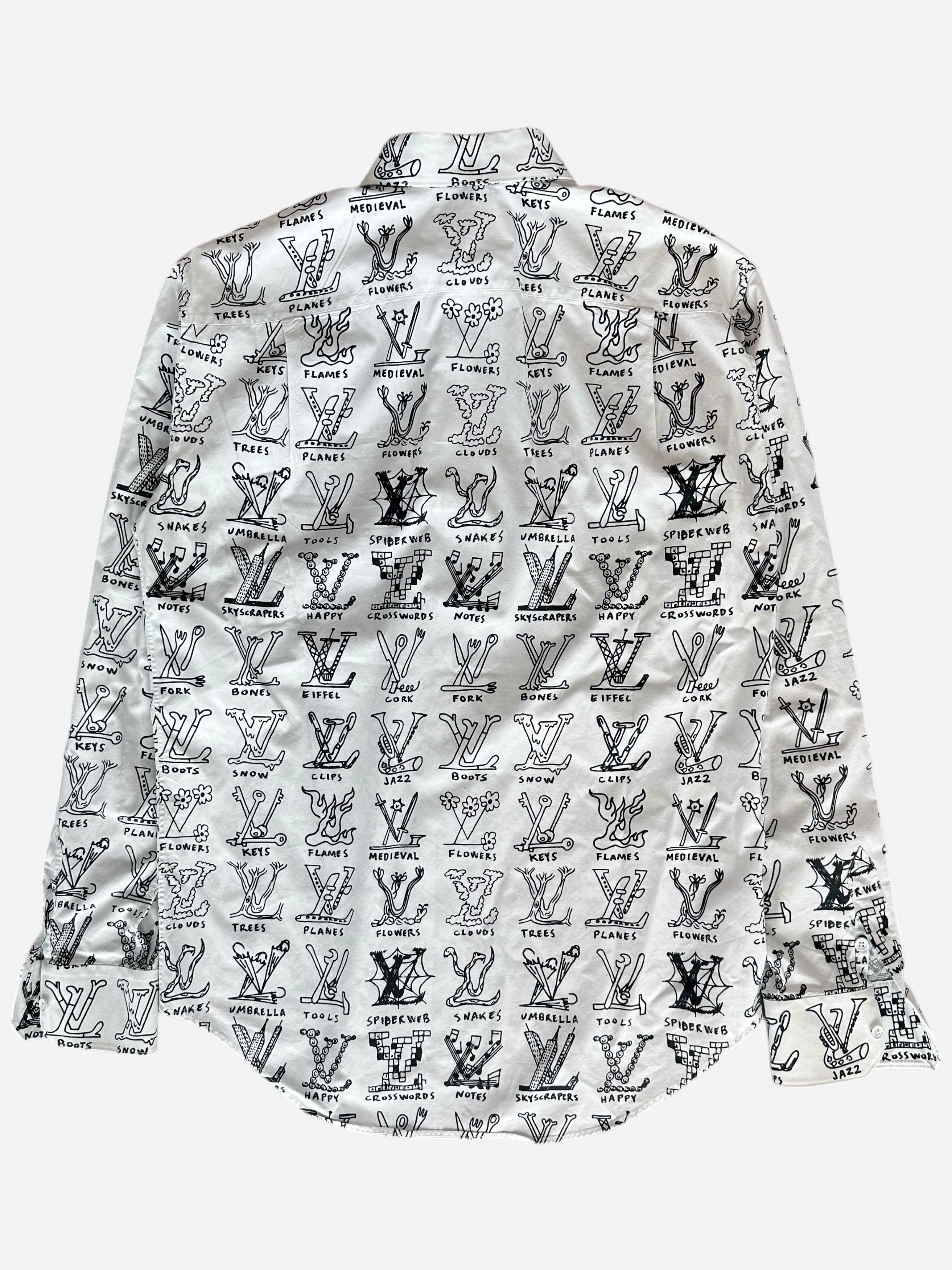 Louis Vuitton Louis Vuitton White & Black Cartoon Button Up Shirt Size US S / EU 44-46 / 1 - 2 Thumbnail