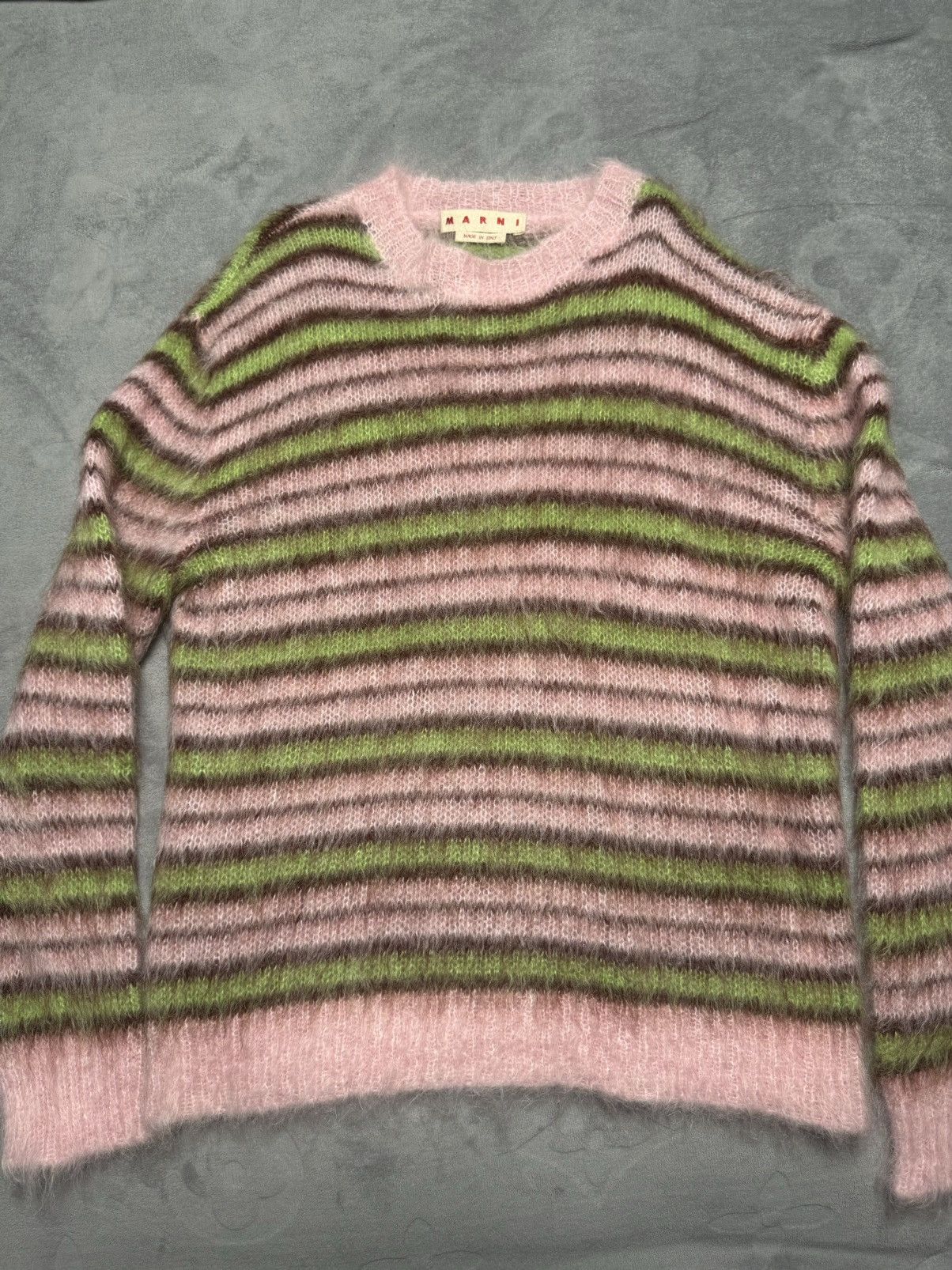 Marni MARNI PINK STRIPED MOHAIR SWEATER - QUARTZ Size US L / EU 52-54 / 3 - 1 Thumbnail