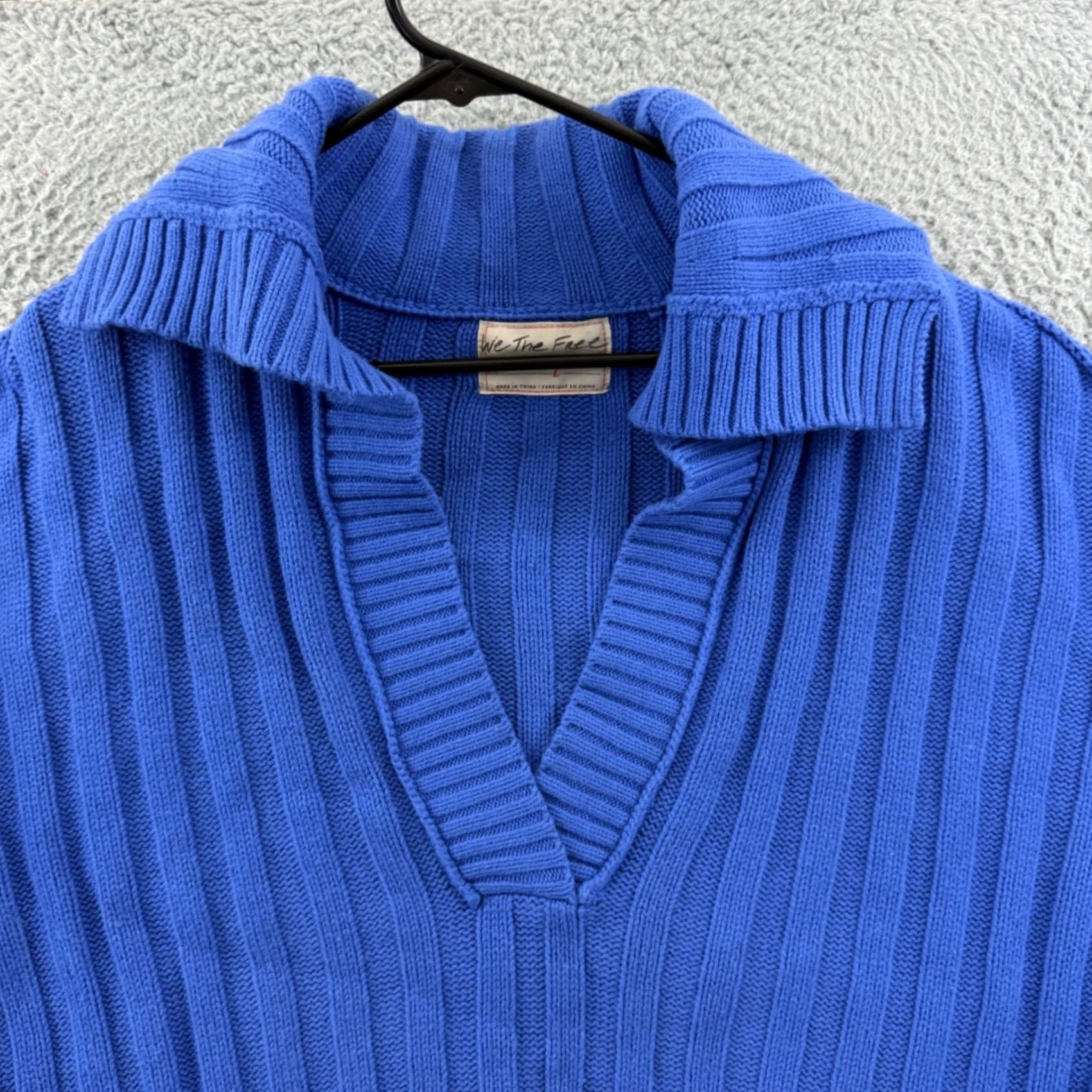 Free People Free People We The Free Rudi Funnel Neck Sweater Womens Large Blue Knit Cropped Size L / US 10 / IT 46 - 3 Thumbnail