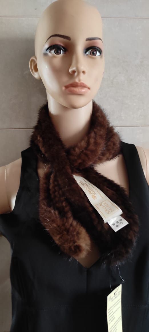 Saga Mink ROYAL Farmed Mink Fur Neck Collar Scarf 80 CM