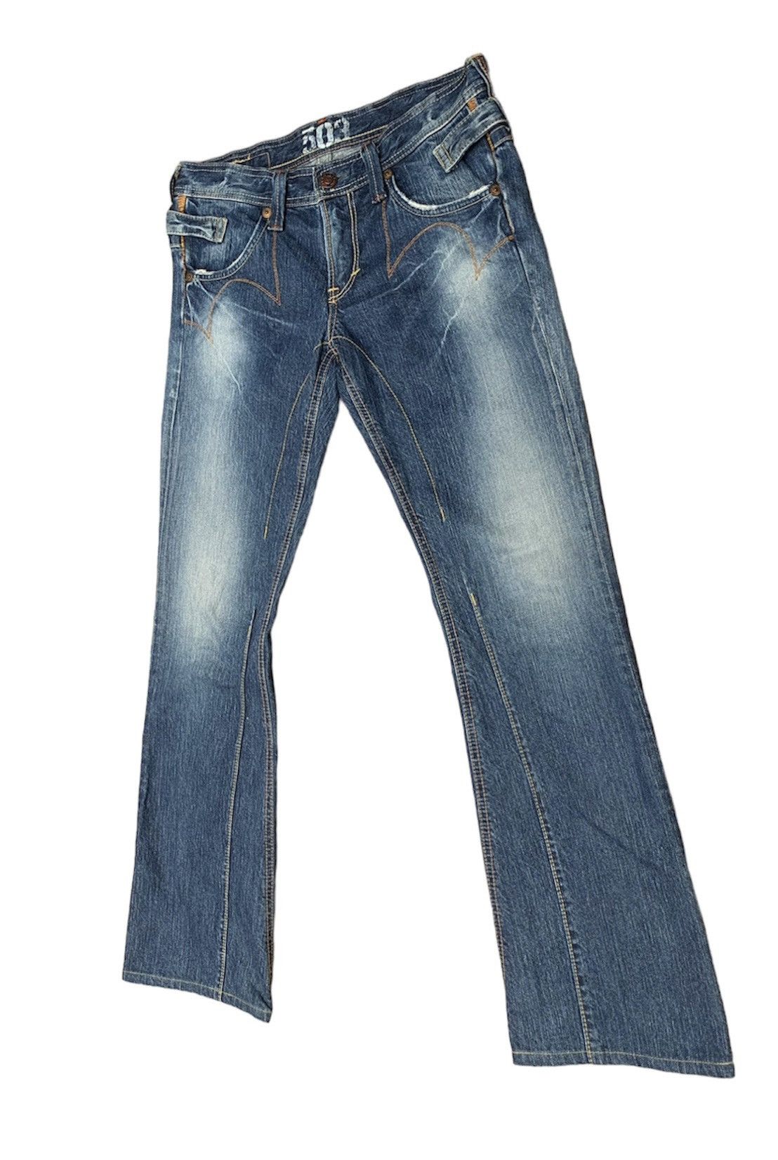 Edwin Rare.. Edwin Lot 503 Blue Trip Flare Bootcut Denim Pants Size US 31 - 3 Thumbnail