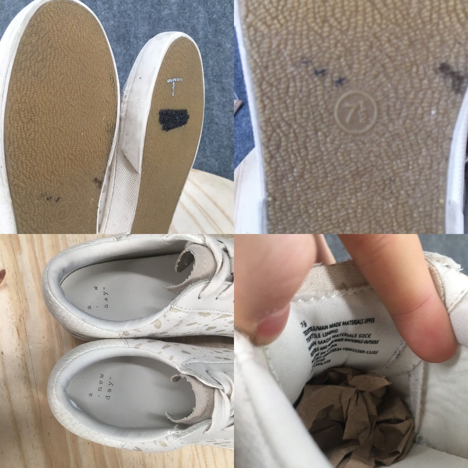 Vintage A New Day Maddison Womens 7.5 Casual Low Top Sneakers White Fabric Lace Up Shoes Size M / US 6-8 / IT 42-44 - 9 Thumbnail