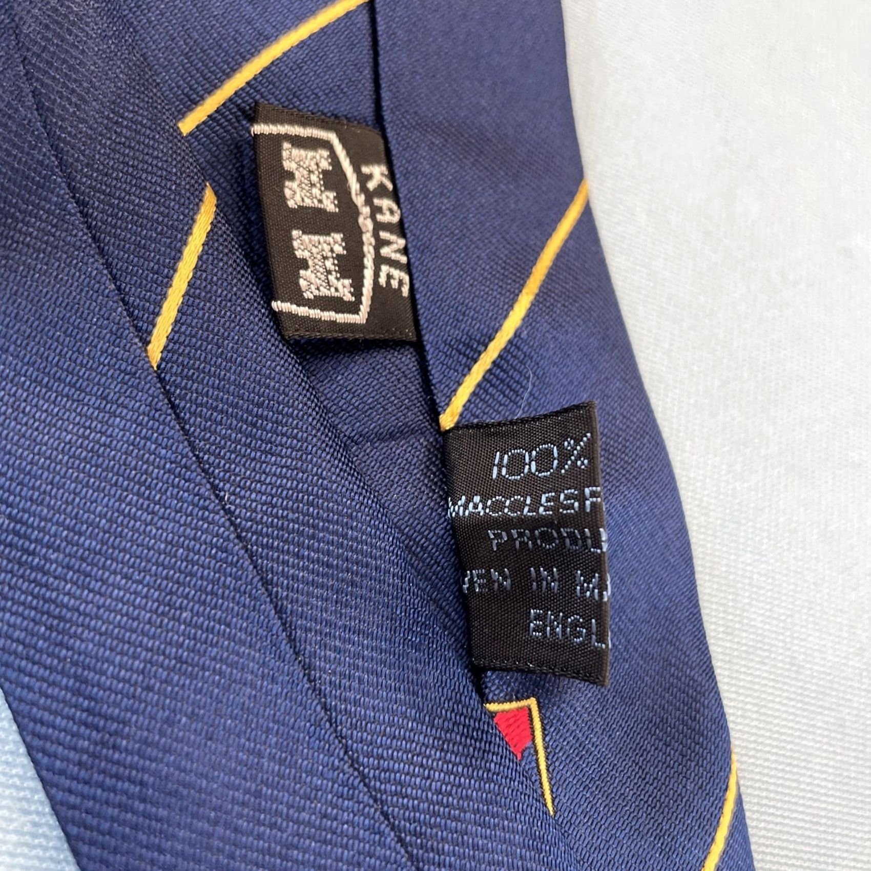 Vintage Kane Tie Vintage England Silk Necktie Lucky Number 7 Woven Macclesfield Blue 3x57 Size ONE SIZE - 5 Thumbnail
