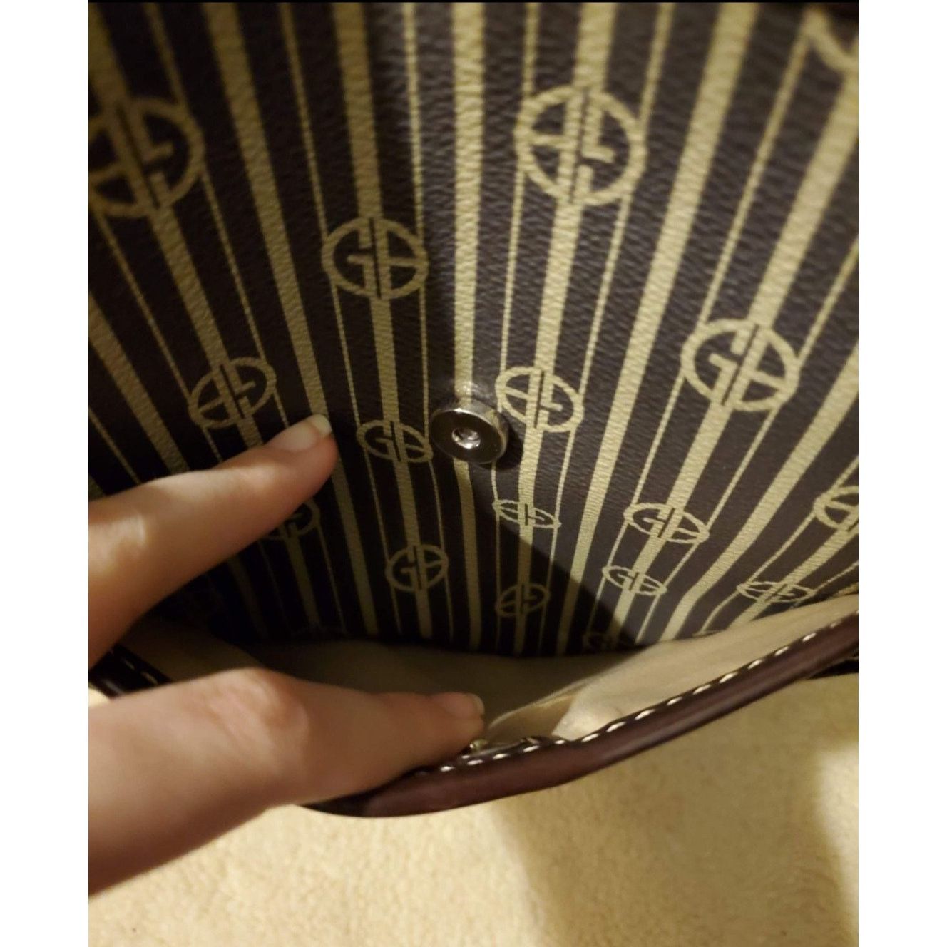 Giani Bernini Giani Bernini Signature Striped Ladies Handbag Brown 8558RP Size ONE SIZE - 9 Thumbnail