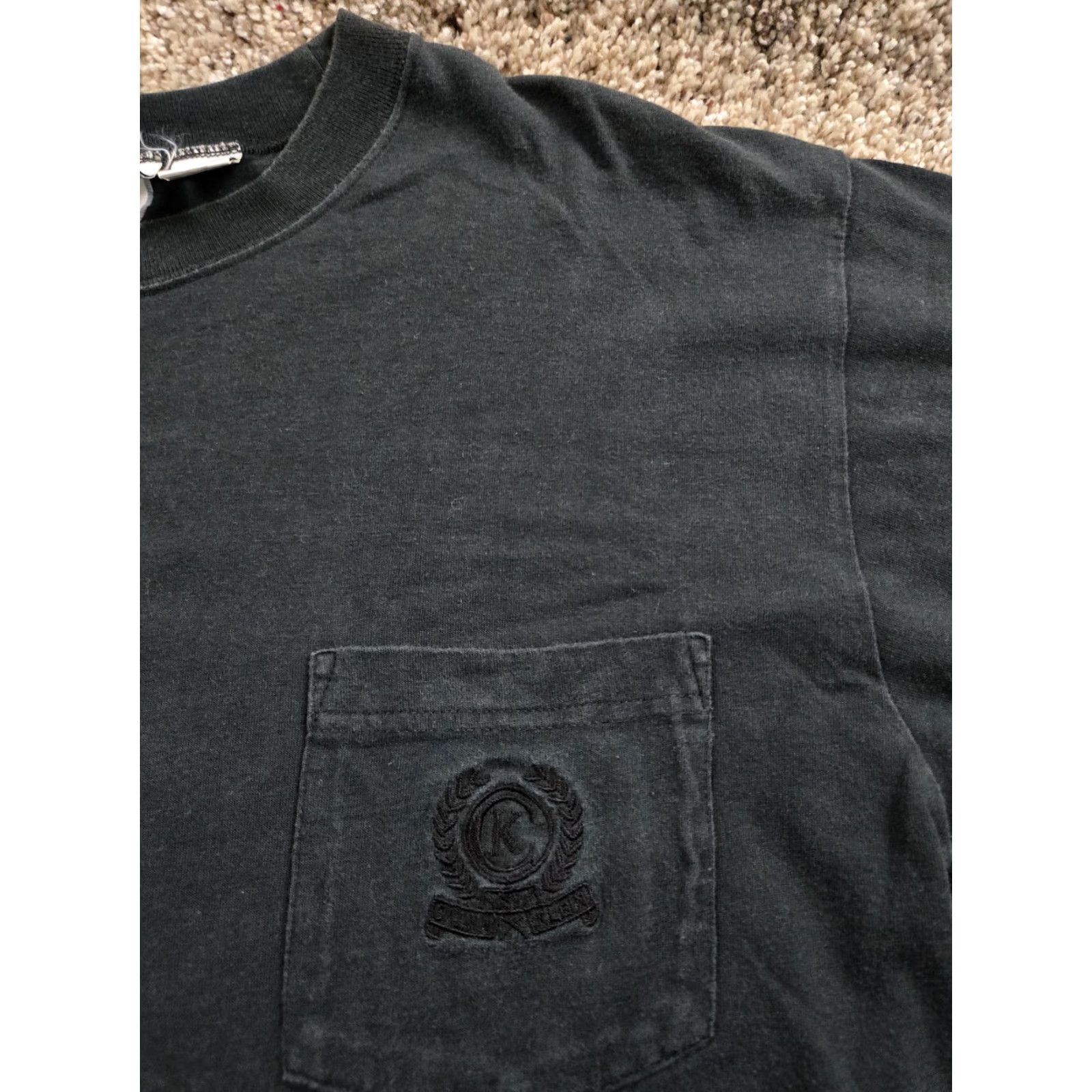 Calvin Klein VINTAGE Calvin Klein Sport Shirt Mens M Black Cotton Pocket Crest Logo Embroidered Crew Neck Short Sleeve Knit Solid All Seasons Cotton Shirt Mens Size US M / EU 48-50 / 2 - 3 Thumbnail
