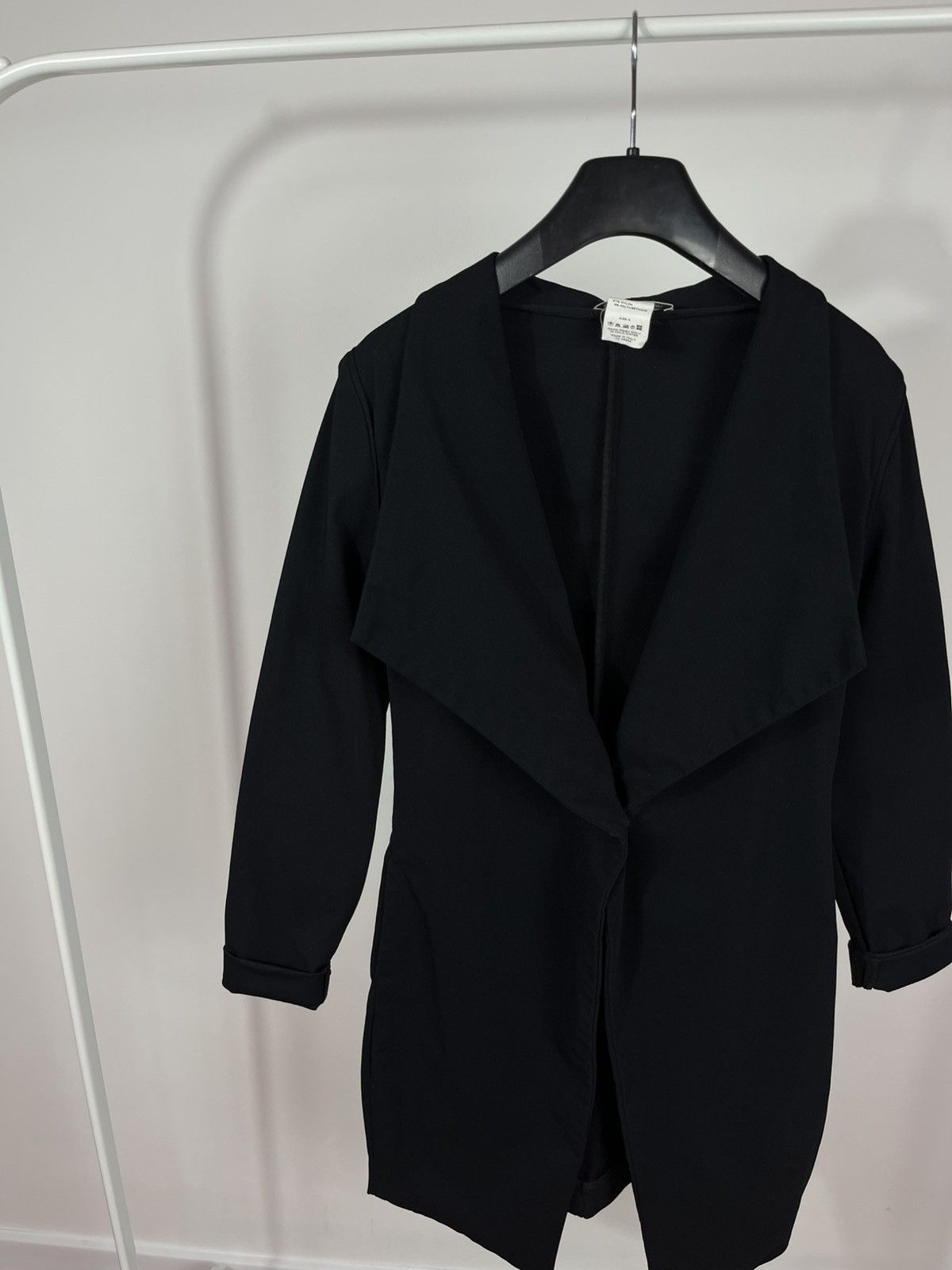 Sarah Pacini Sarah Pacini Black Nylon Long Jacket Cardigan Coat Italy Size XS / US 0-2 / IT 36-38 - 4 Thumbnail