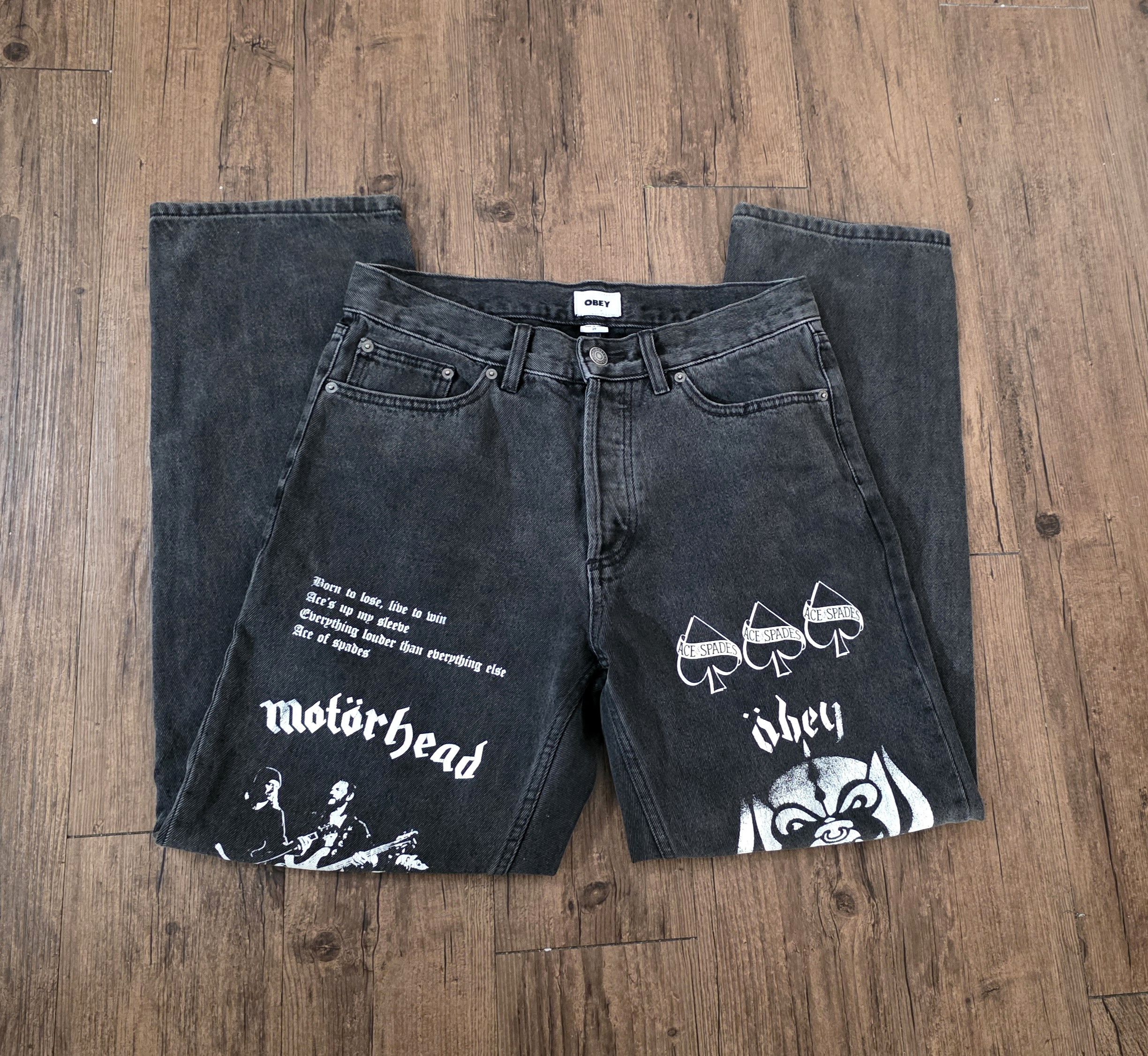 Obey Obey x Motörhead denim jeans test print black faded wash 29 Size US 29 - 3 Thumbnail