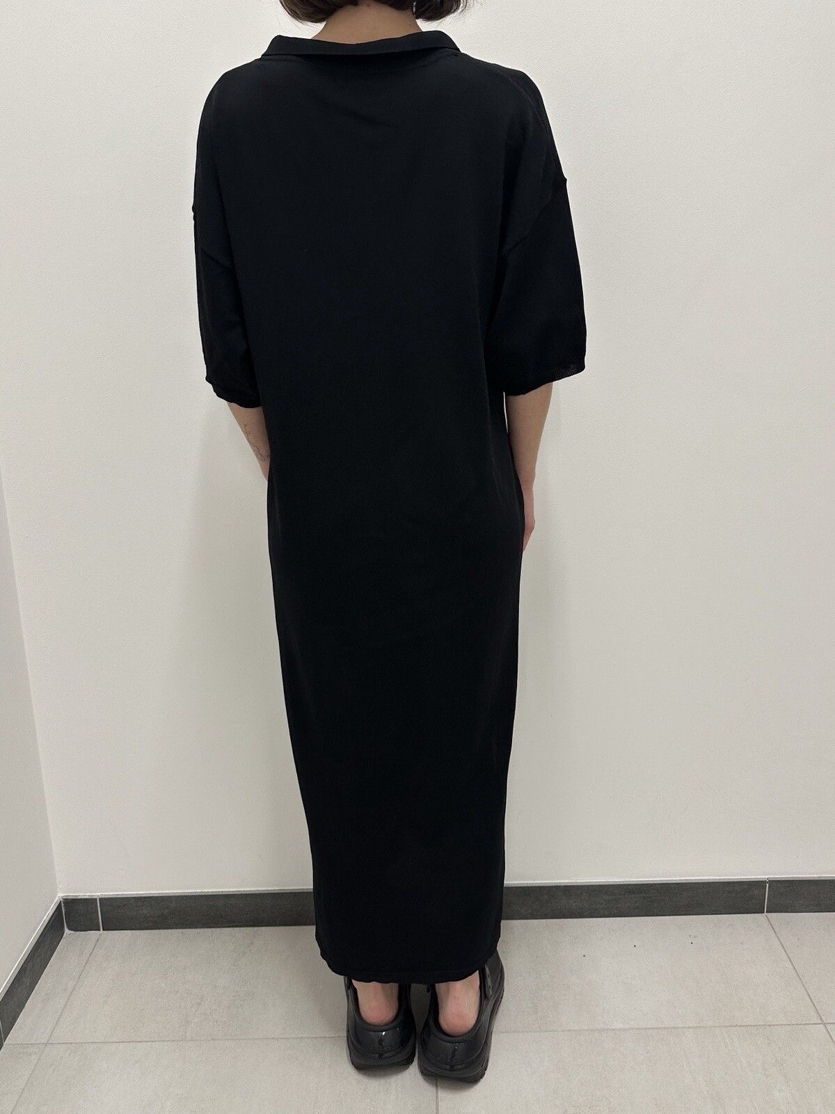 Toteme Toteme Belize Jersey Midi Knit Collared Rayon Dress Black Size S / US 4 / IT 40 - 24 Thumbnail