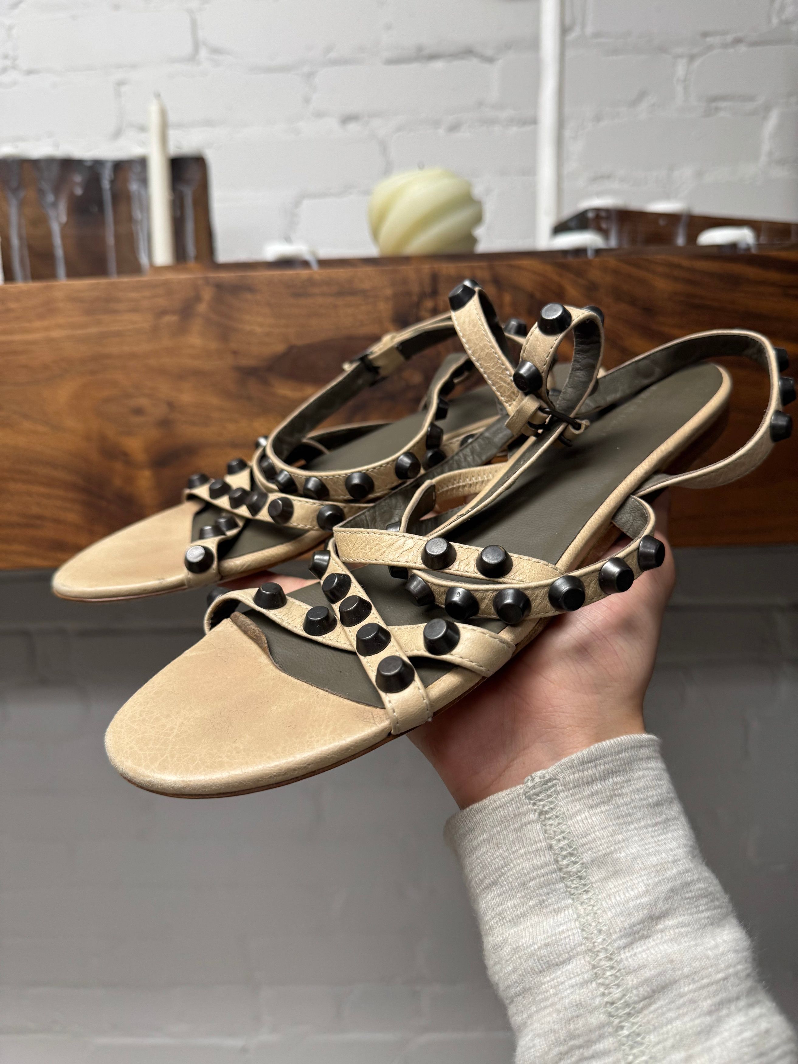 Balenciaga Balenciaga Studded ‘Wraparound’ Leather Sandal Flats Size US 9 / IT 39 - 1 Thumbnail