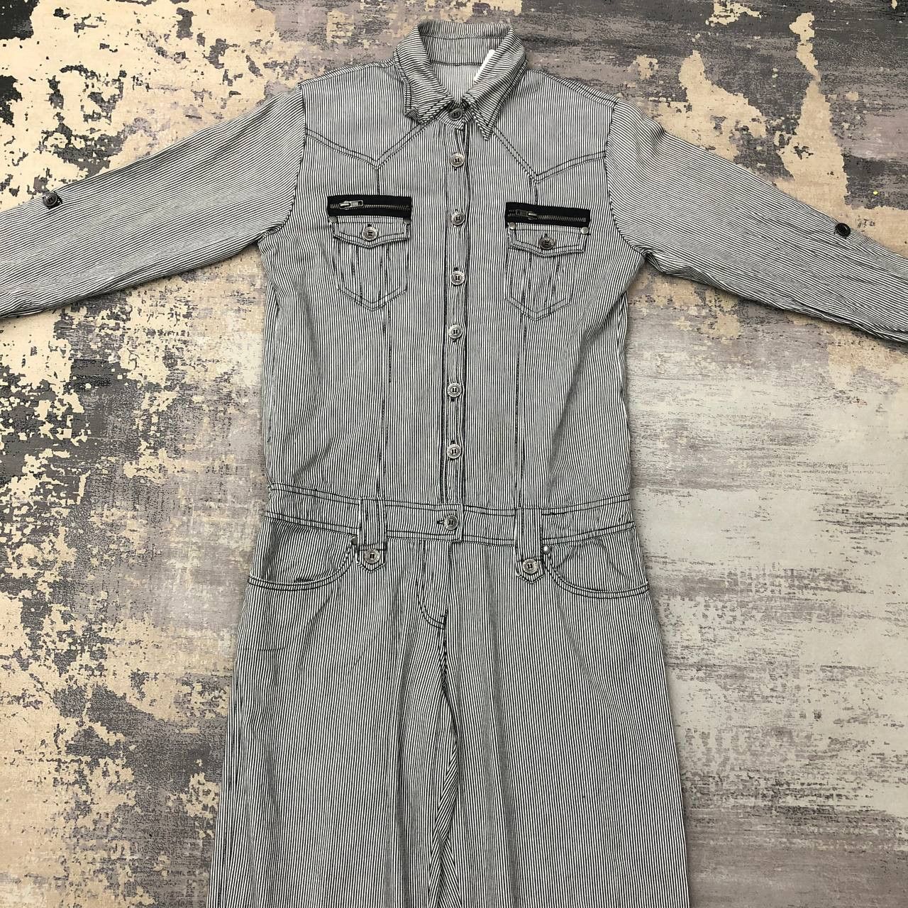 Japanese Brand P695 BEGUM X CUSTOM GARAGE HICKORY STRIPED COVERALLS Size US M / EU 48-50 / 2 - 3 Thumbnail