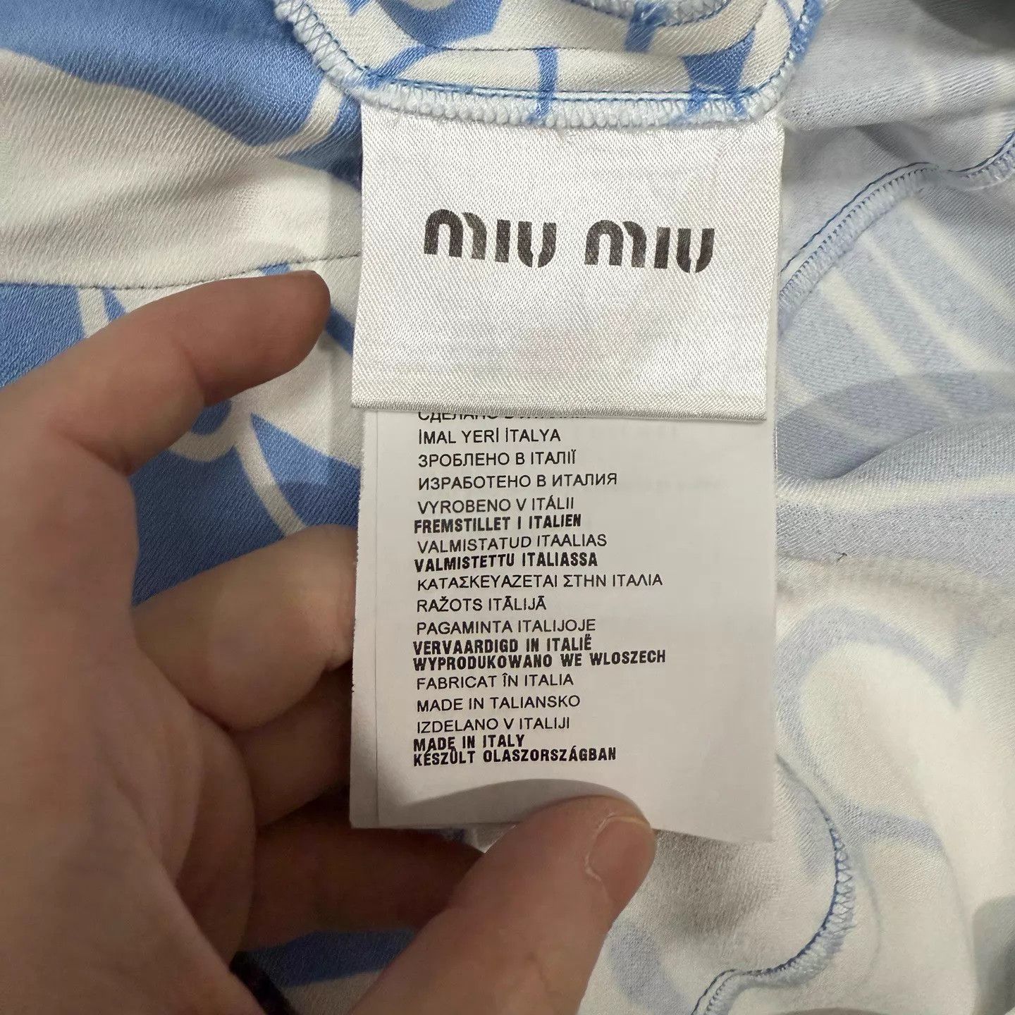 Miu Miu MIU MIU White Floral Blue Crystal Collar Dress 38 Size XS / US 0-2 / IT 36-38 - 4 Thumbnail