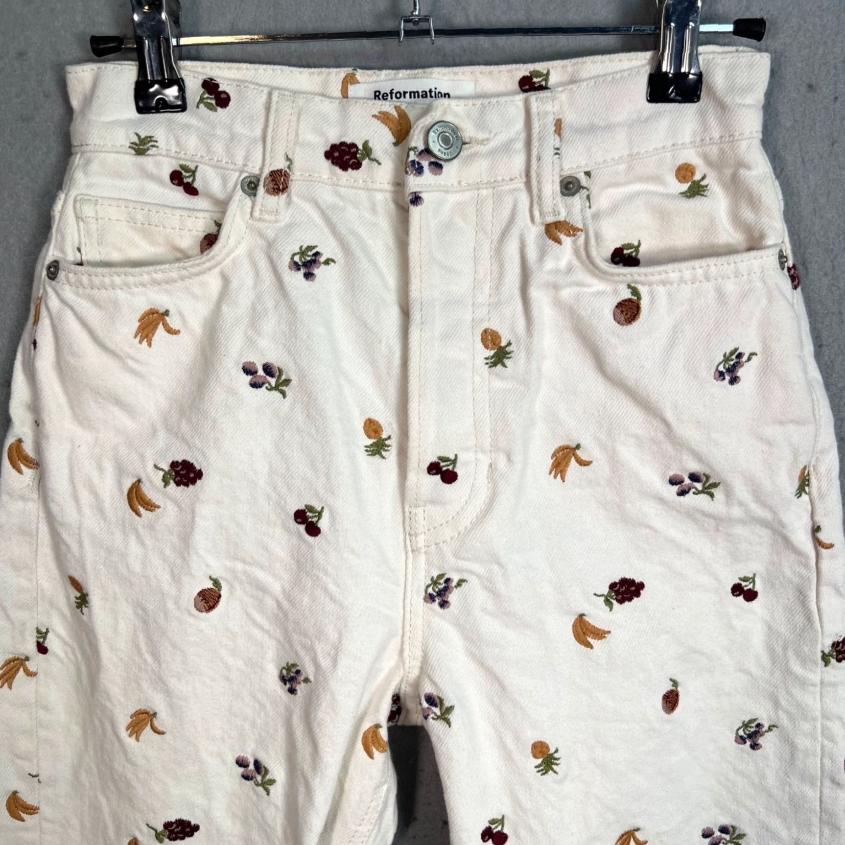 Reformation Reformation Cynthia Jeans Women 23 White Denim High Rise Straight 5-Pocket Size 40" / US 18 - 5 Thumbnail