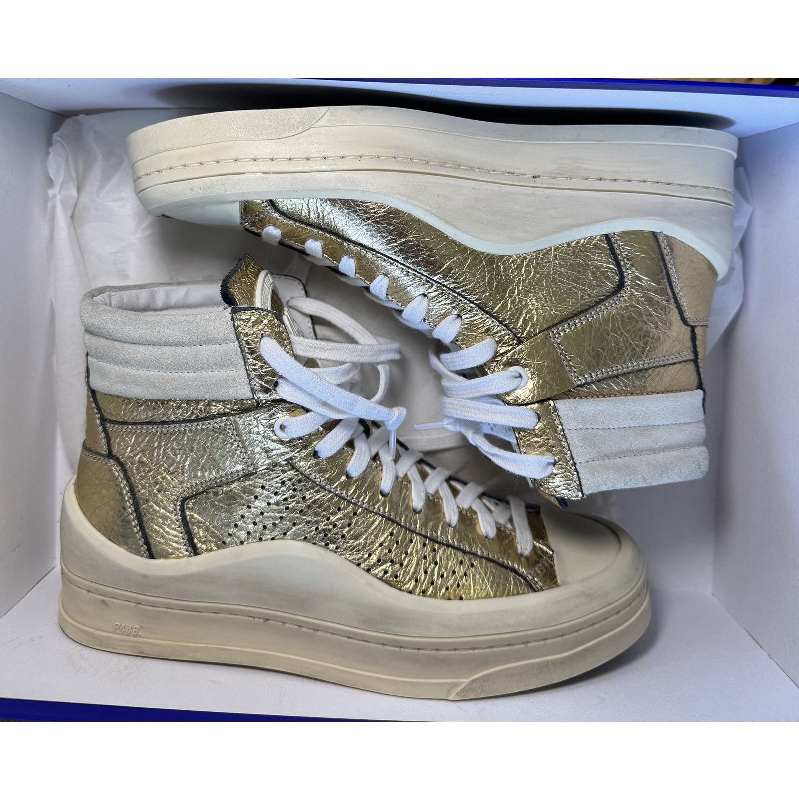 P448 P448 Rail Tulum ShoesGold High Top Made In Italy - Leather Size US 6.5 / IT 36.5 - 8 Thumbnail