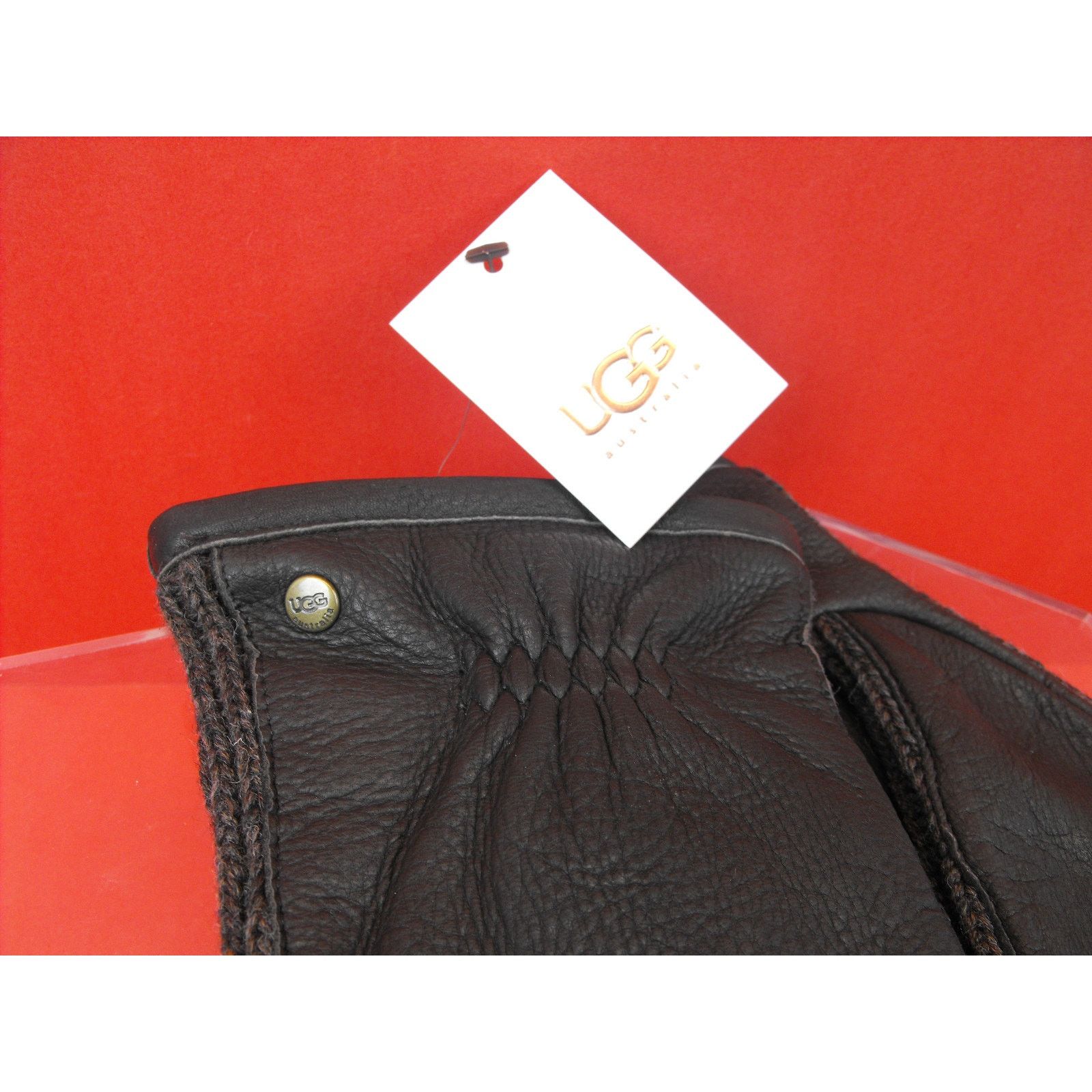 Ugg UGG DEER LEATHER WOOL BUCKLE SIDEWALL BROWN WINTER GLOVES L Size ONE SIZE - 10 Thumbnail