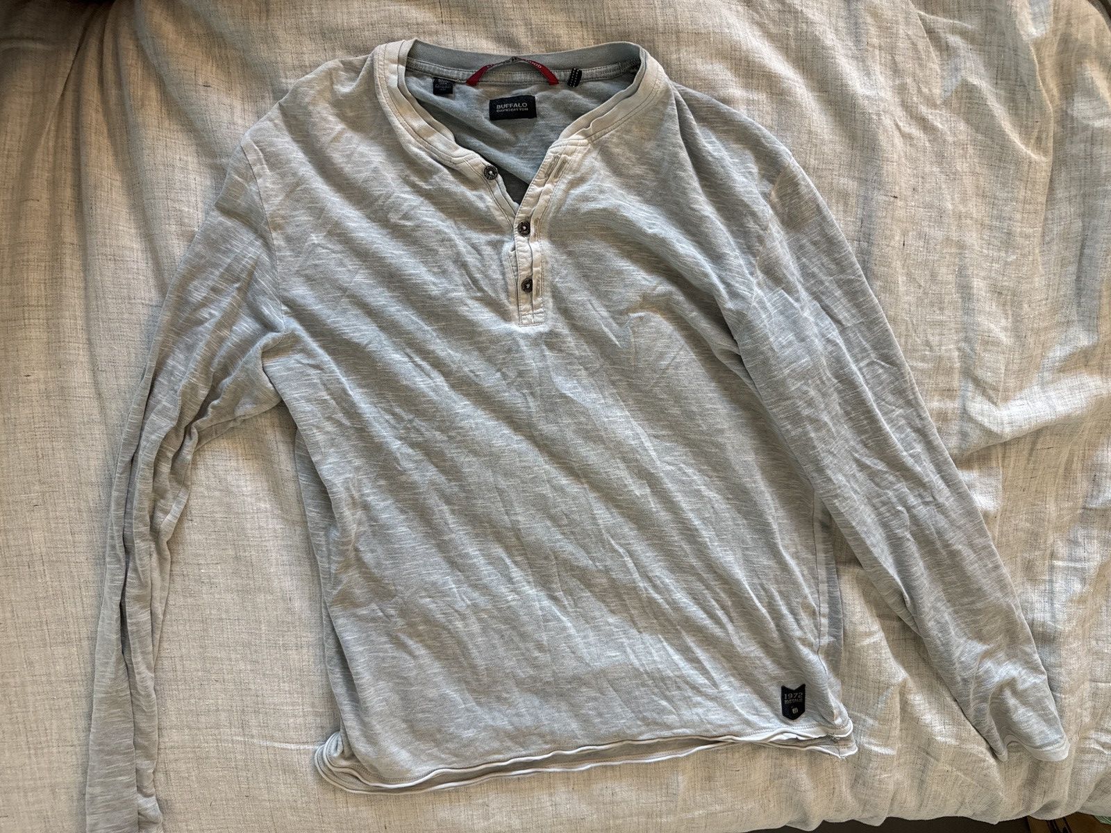 Buffalo David Bitton Medium grey blue long sleeve, Henley Size US M / EU 48-50 / 2 - 1 Thumbnail