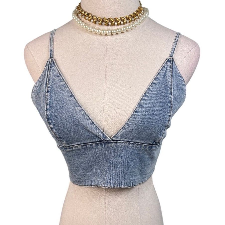 Alice + Olivia Alice + Olivia Carli Denim Bra Top Rockstar Blue jean size 2 Size XS / US 0-2 / IT 36-38 - 7 Thumbnail