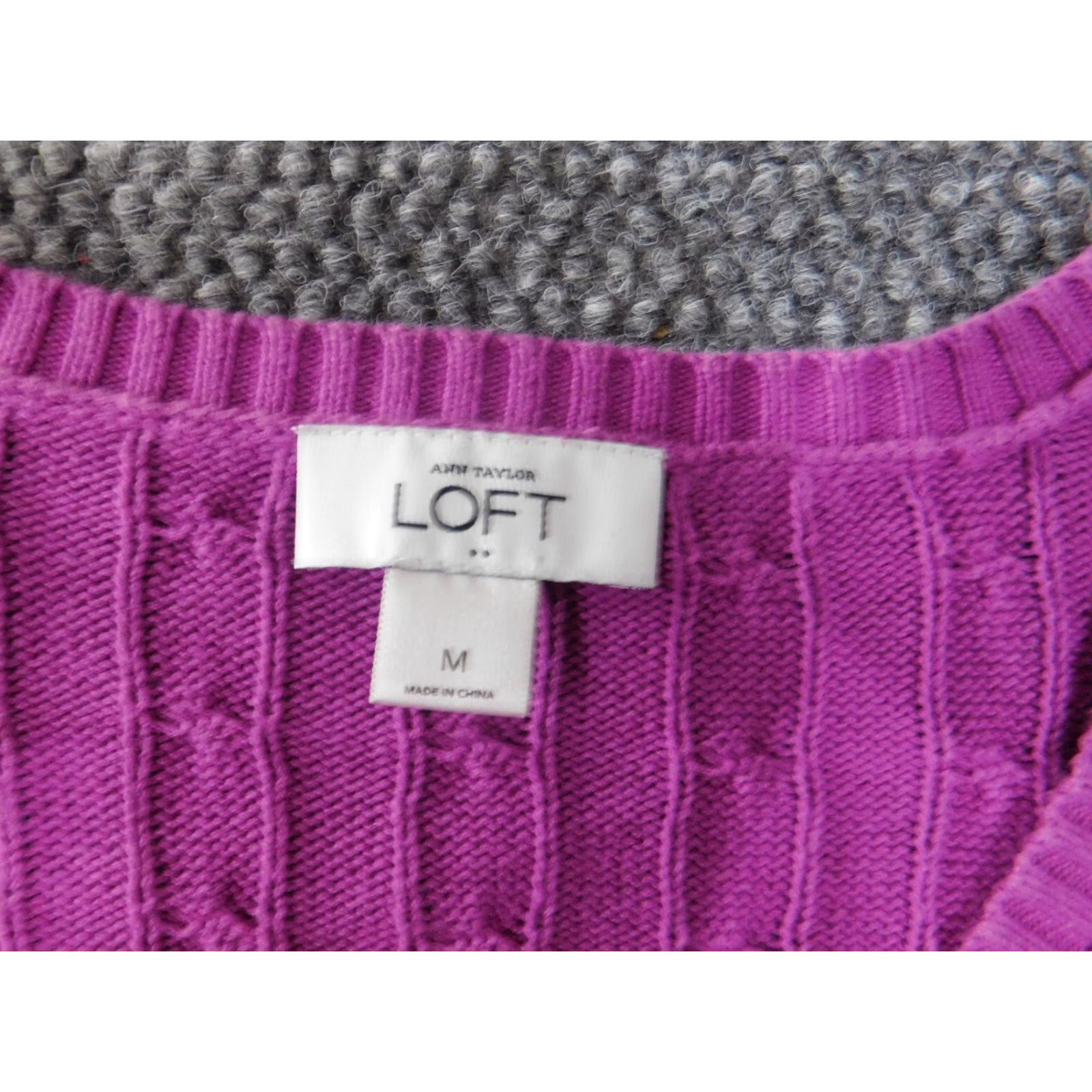 Loft LOFT Sweater Pullover V-Neck Knit Cotton Purple M Women Regular Knit Style Stretch Casual Fall Winter Spring Women Mens? Size M / US 6-8 / IT 42-44 - 5 Thumbnail