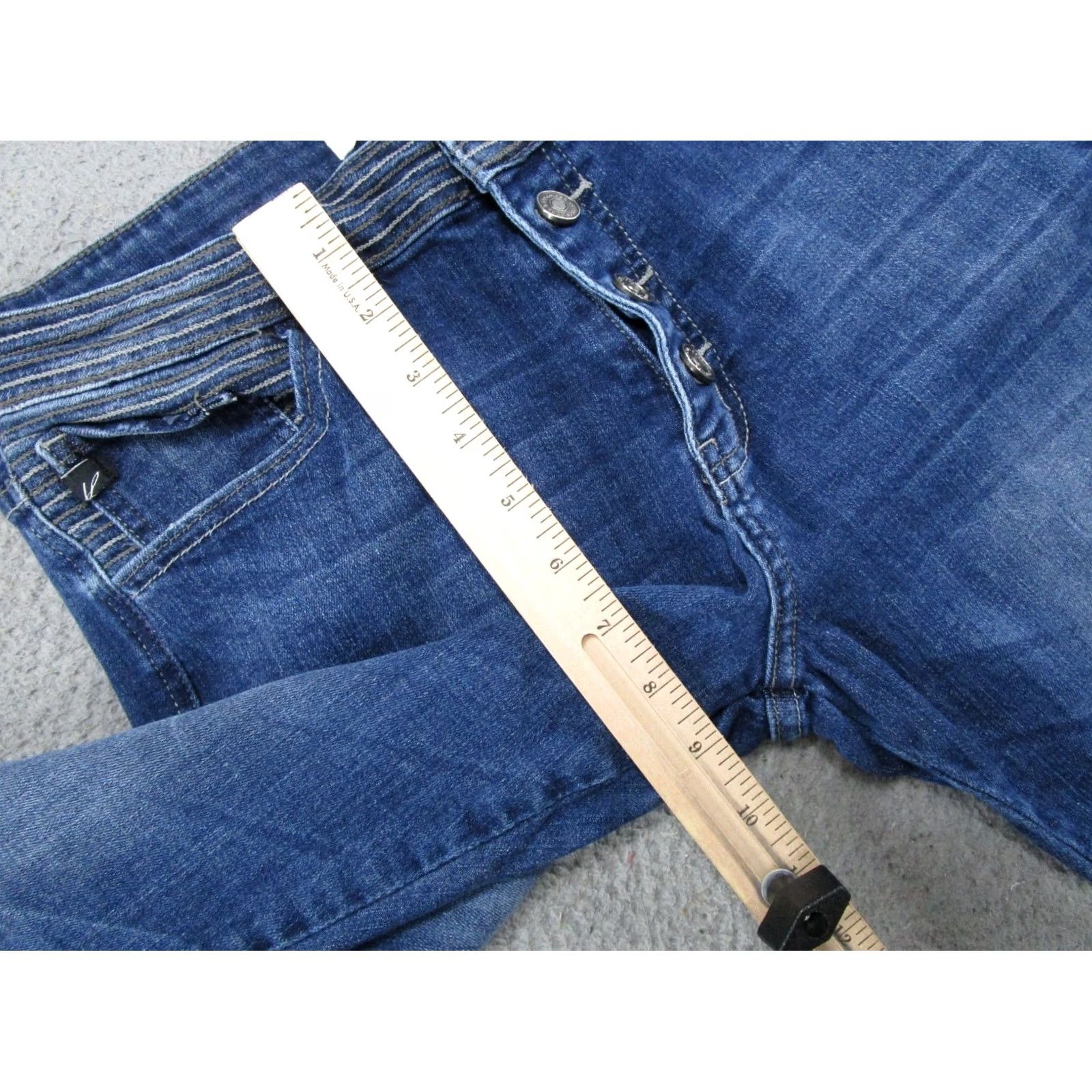 Vintage Kancan Button Fly Blue Stretch Denim Jeans Size 13/30 Mid Rise Cotton Blend Womens Jeans 5-Pocket Style Ankle Stretch Size 34" / US 12 / IT 48 - 7 Thumbnail