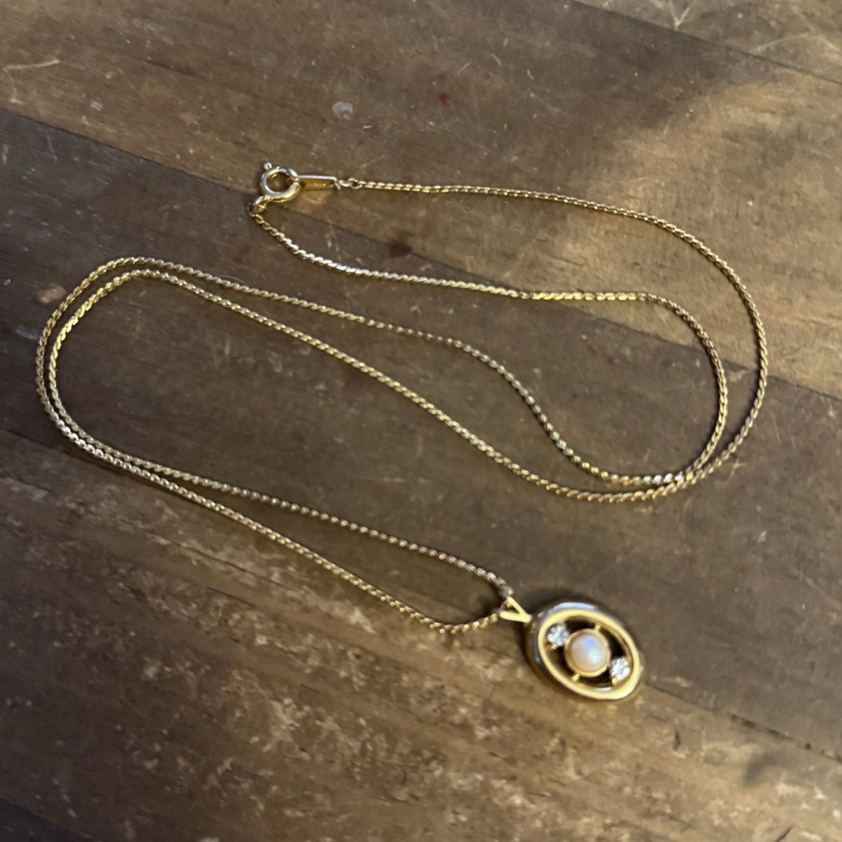 Vintage Vintage gold tone oval pearl pendant necklace Size ONE SIZE - 2 Thumbnail