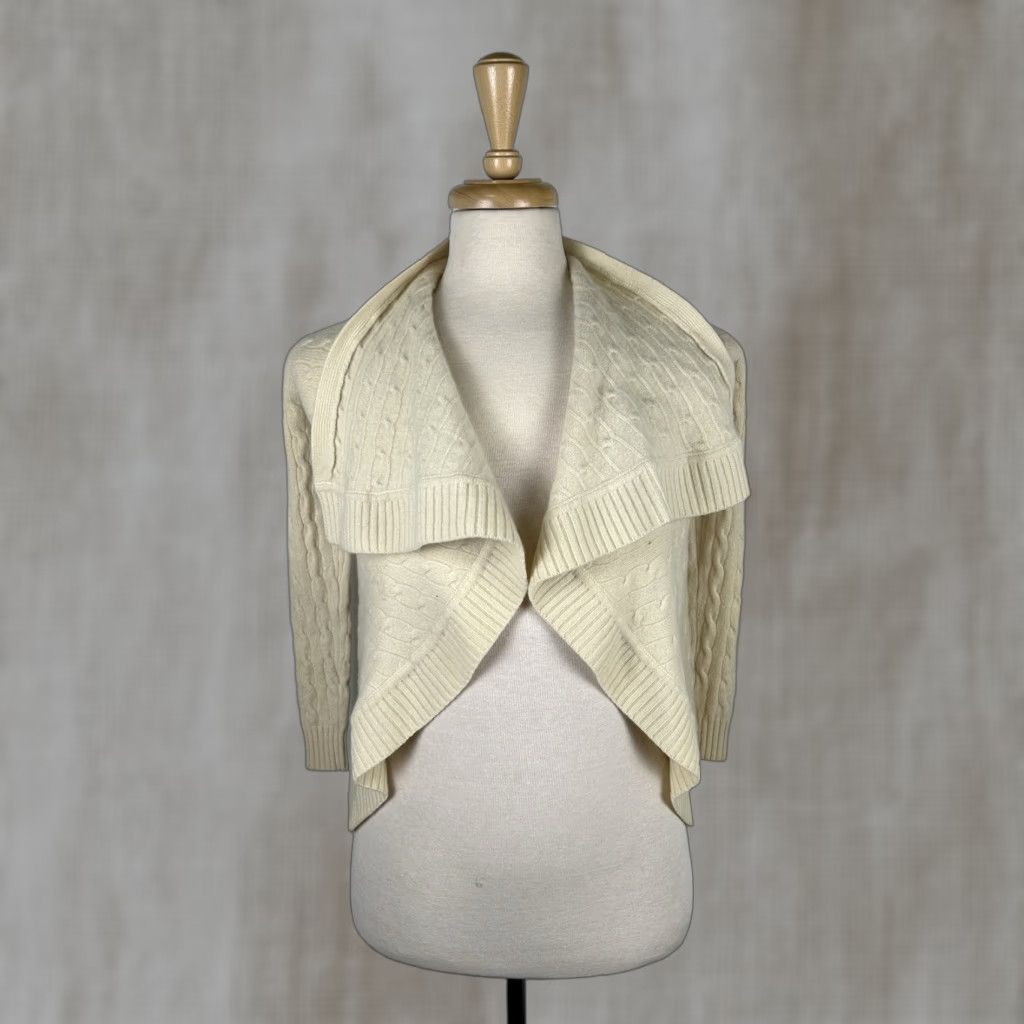 Ralph Lauren Ralph Lauren Sweater Cardigan Womens S Cashmere Open Black Label Cable Knit Size S / US 4 / IT 40 - 1 Thumbnail