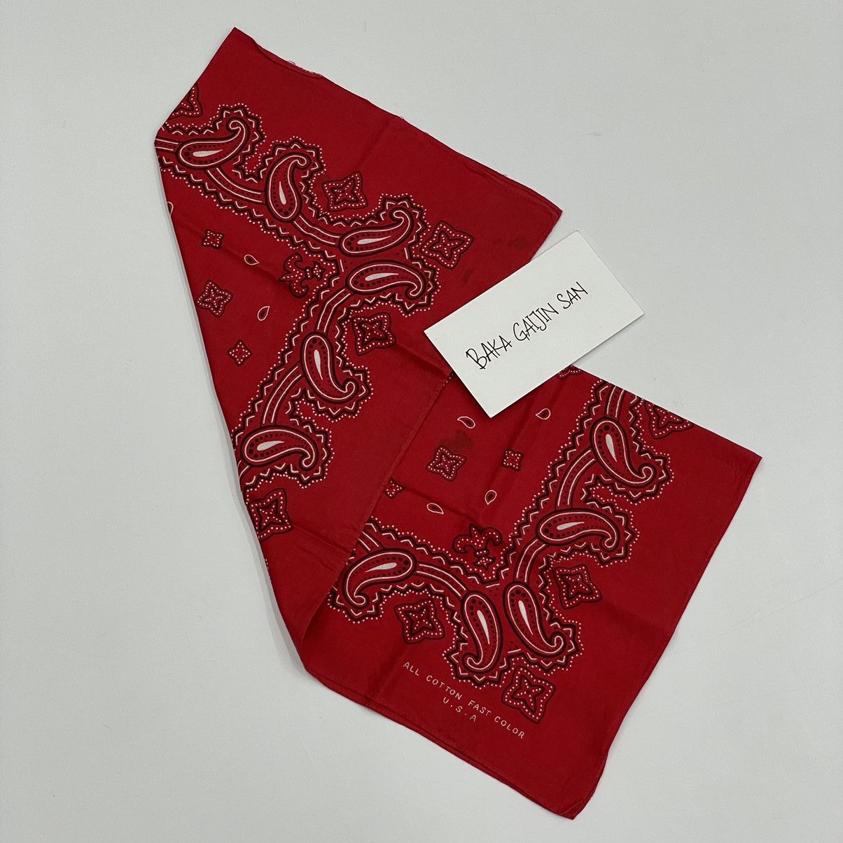 Made In USA Paisley Handkerchief Bandana Scarf Rare Red