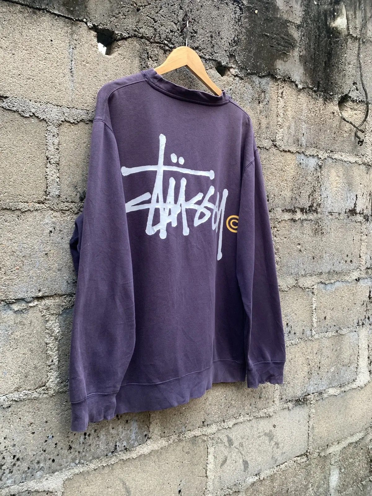 Stussy Vintage 90 Stüssy Big Logo Faded Purple Sweatshirt Thrashed Size US L / EU 52-54 / 3 - 5 Thumbnail