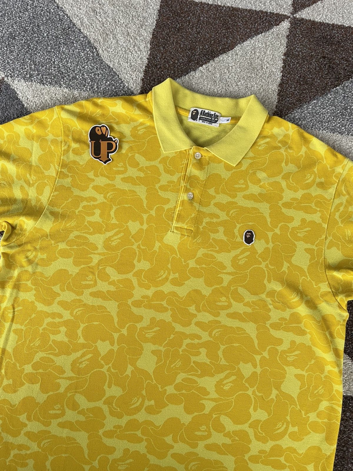 Image of Og Bape Yellow Camo Polo Shirt, Men's (Size XL)