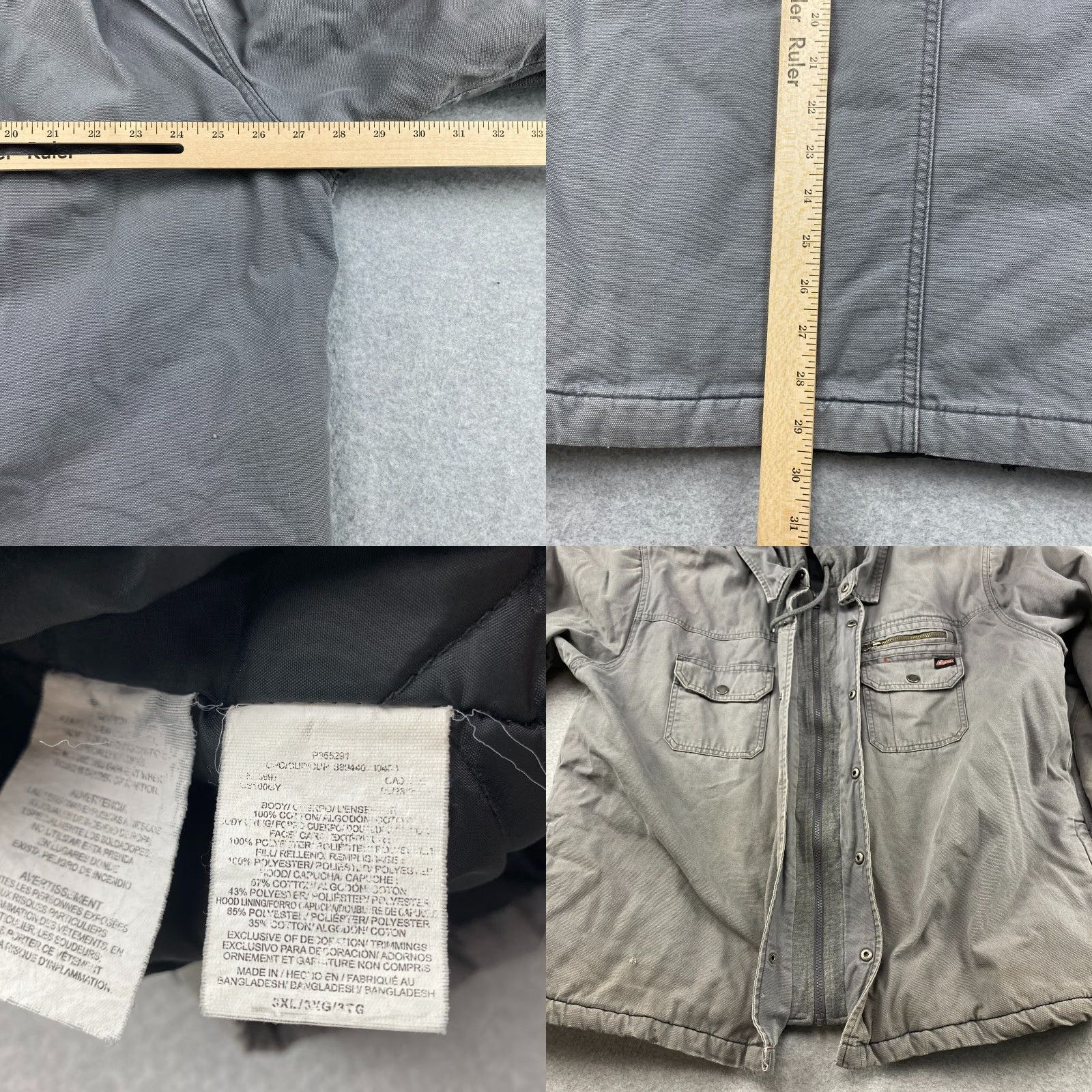 Dickies Dickies Work Jacket Mens 3XL Gray Full Zip Lined Quilted Heavy Size US XXL / EU 58 / 5 - 9 Thumbnail