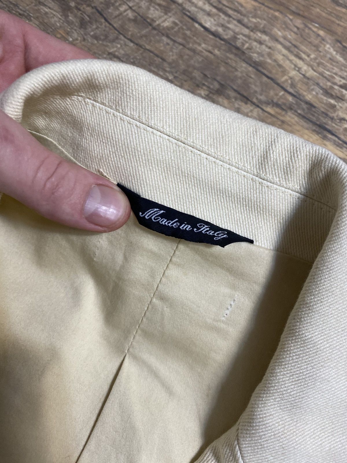 Japanese Brand Rare Icone Italy Deconstructed Denim Art Blazer Cream Size 46S - 7 Thumbnail
