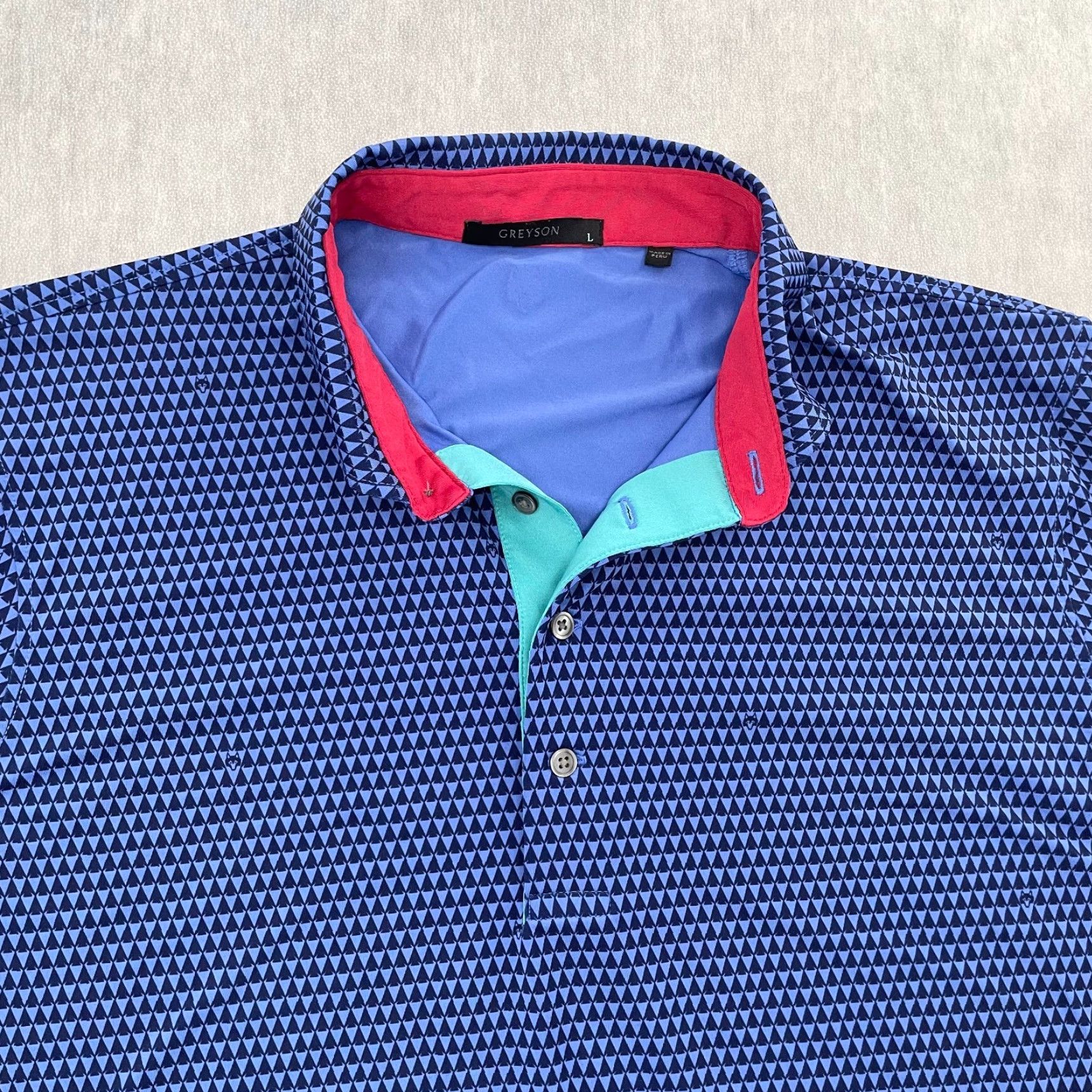 Vintage Greyson Polo Shirt Adult Large Blue Print Golf Wolf Logo Mens L Size US L / EU 52-54 / 3 - 3 Thumbnail