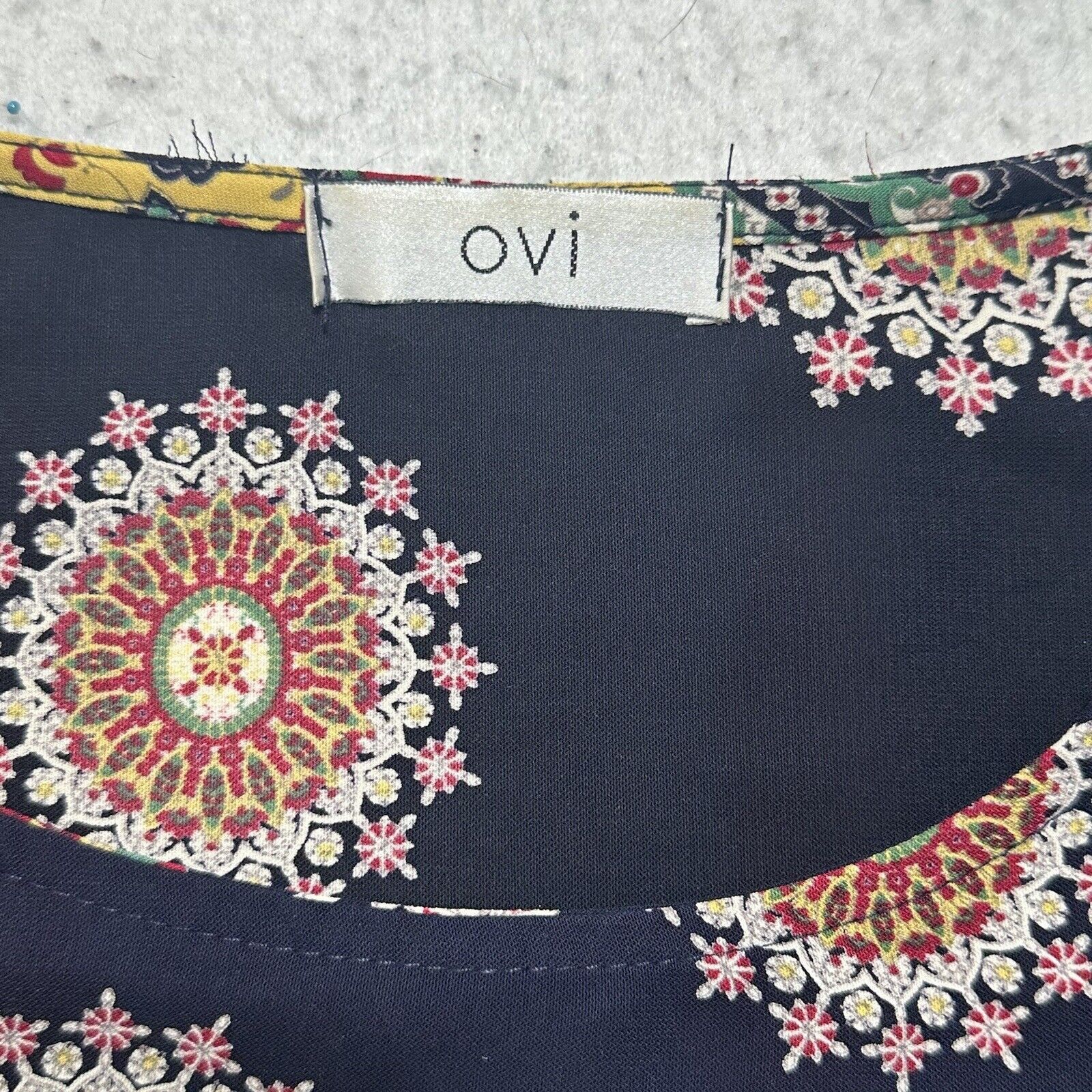 Other OVI Medium Boho Blue Yellow Batik Print Tunic Dress Size M / US 6-8 / IT 42-44 - 3 Thumbnail