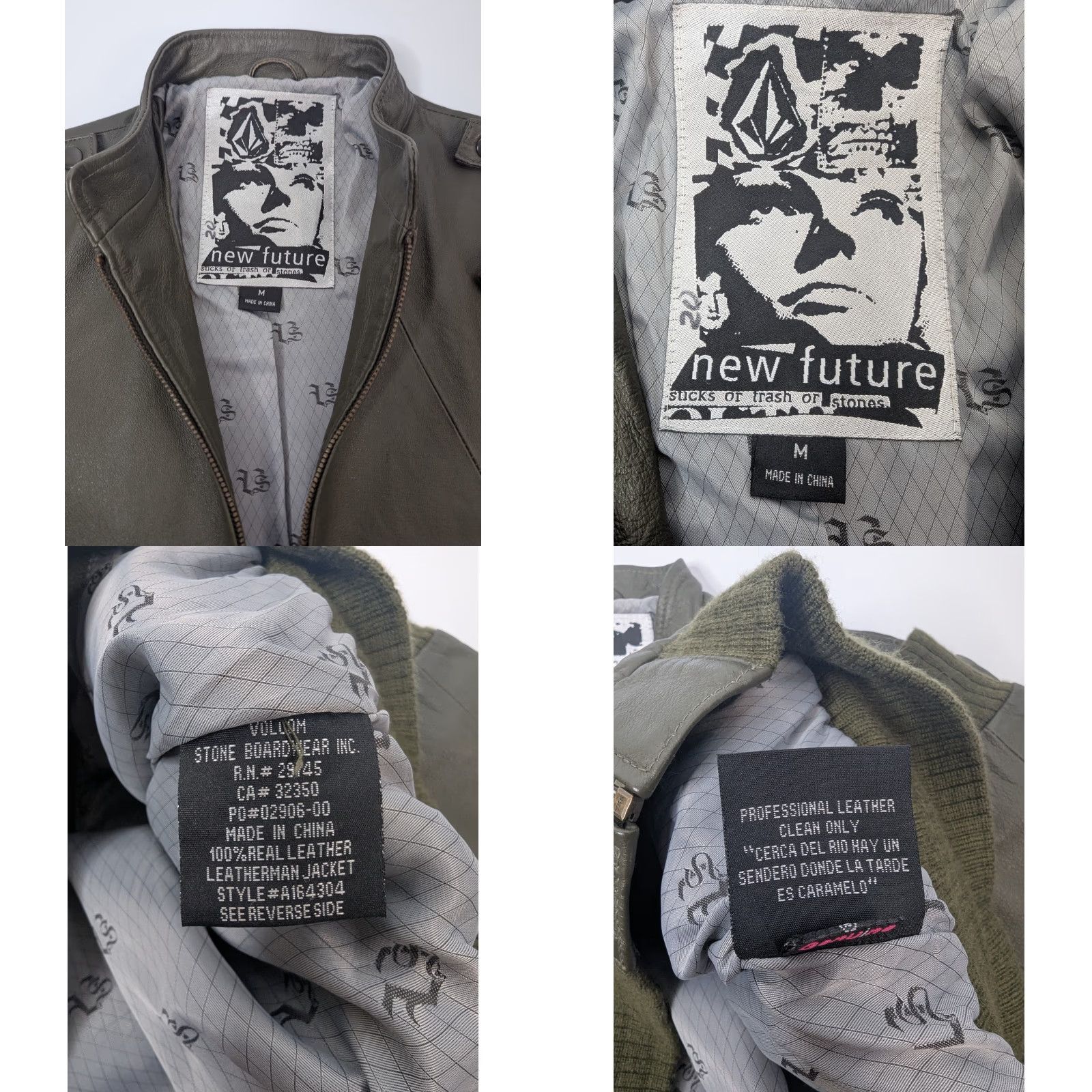 Volcom Volcom Bomber Jacket Mens Size M Green Leather Full Zip Casual Motorcycle Classic 90s Size US M / EU 48-50 / 2 - 8 Thumbnail