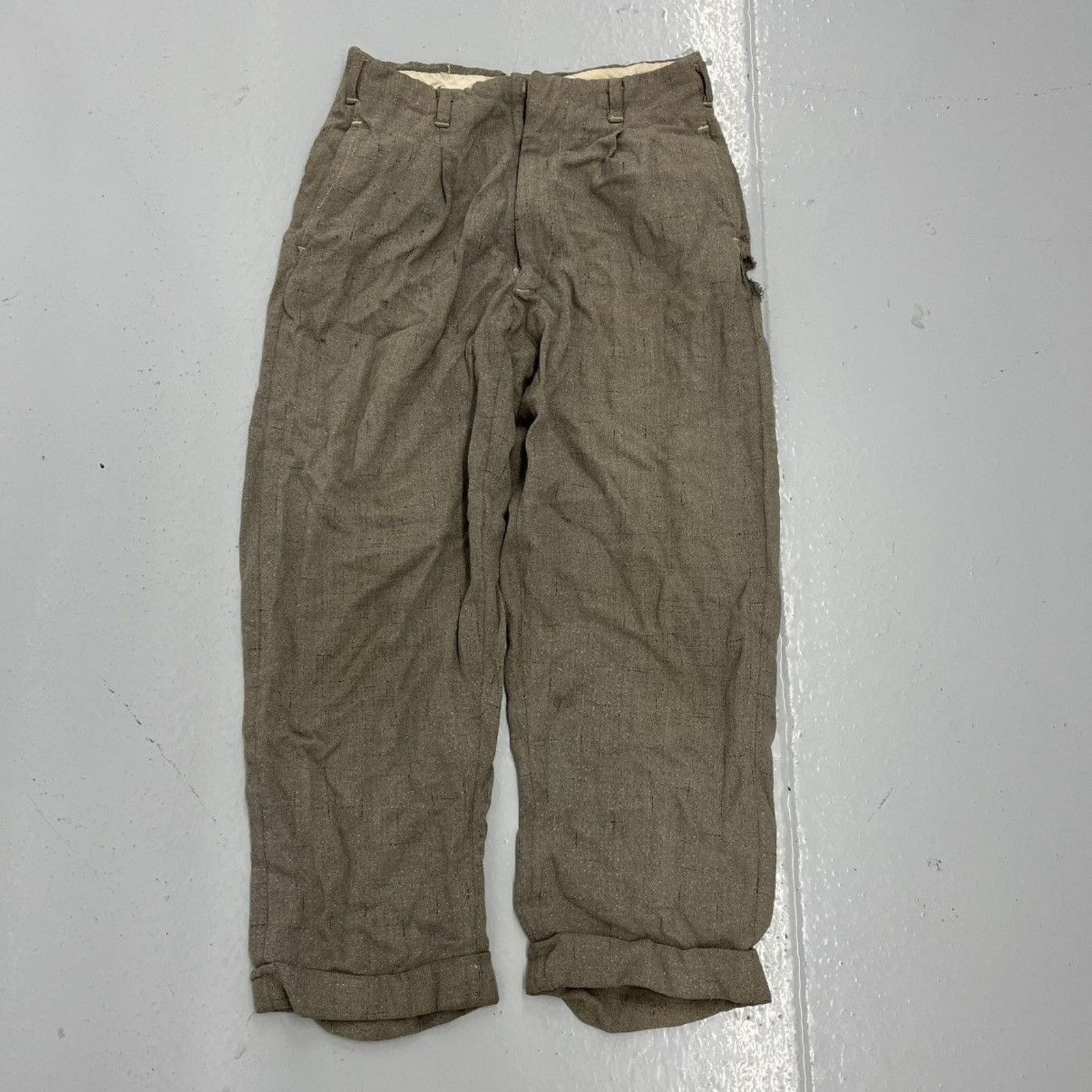 Other Vintage 50s Grey Fleck Distressed Cotton Rayon Pants 24x21 Size 24" / US 00 / IT 34 - 1 Thumbnail