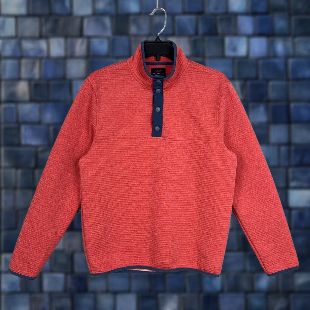 J.Crew J.Crew Pullover Mens Small Red Snap Quilted Fleece Mock Neck Sweatshirt Size US S / EU 44-46 / 1 - 1 Thumbnail