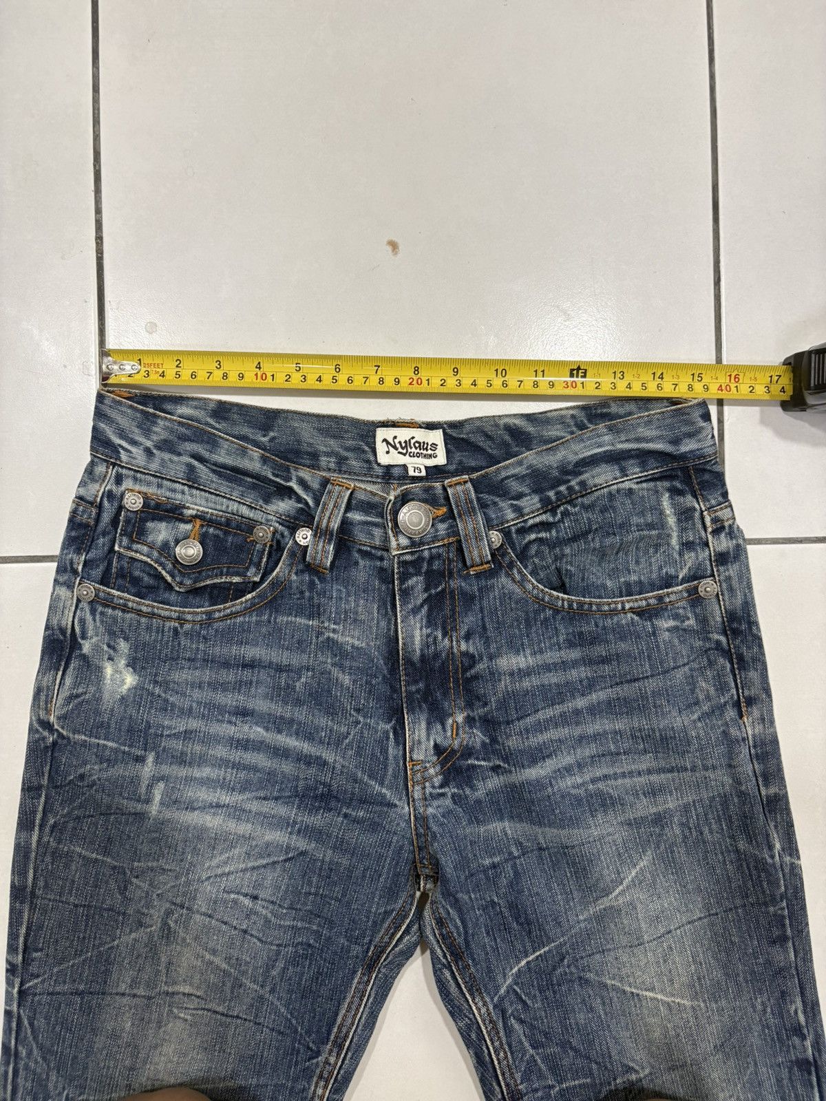 Japanese Brand Vintage 90s NYLAUS Japan Clawmark Distres Jeans Size US 30 / EU 46 - 8 Thumbnail